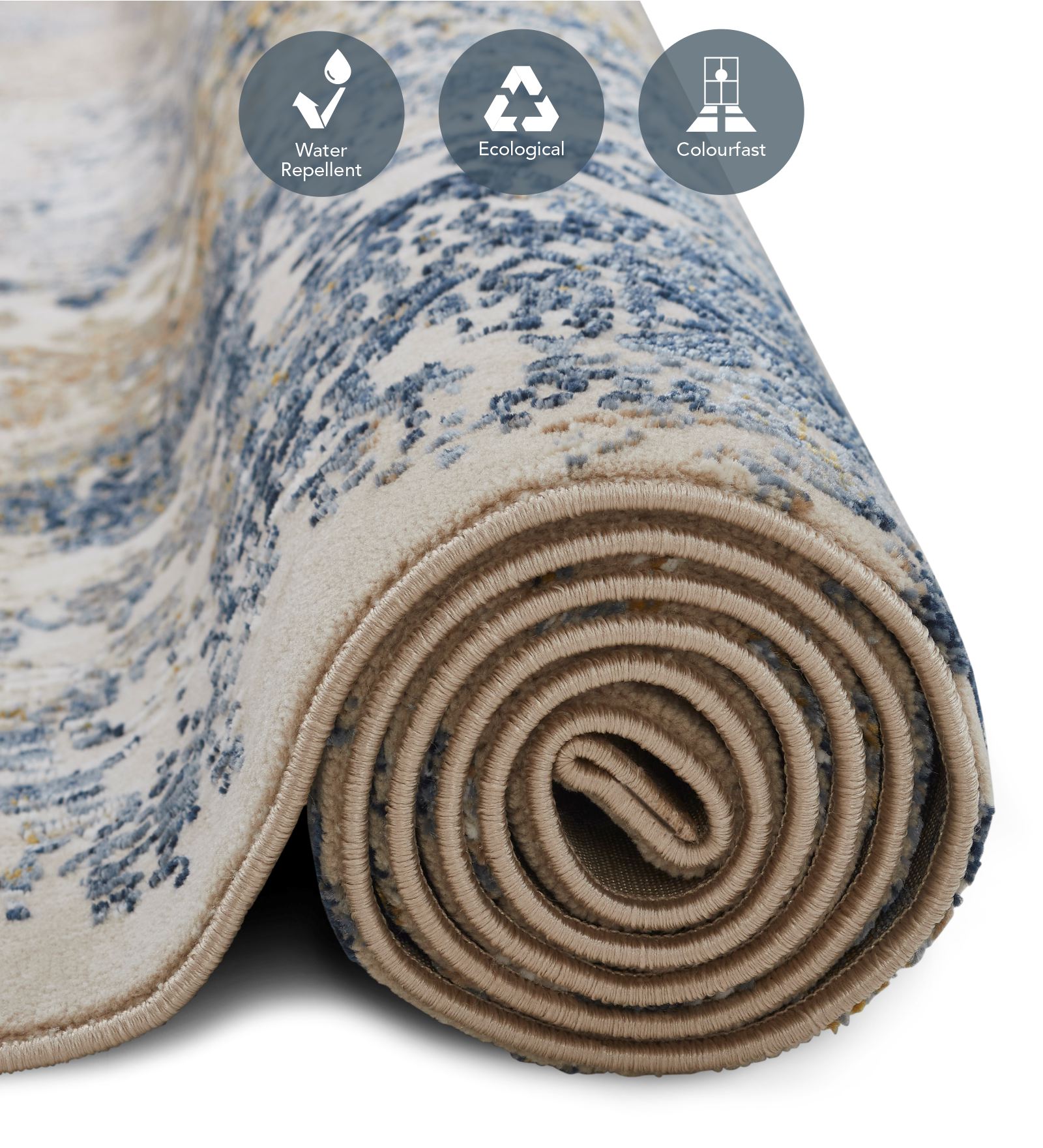 Seher Abstract Machine Made Carpet Beige Navy