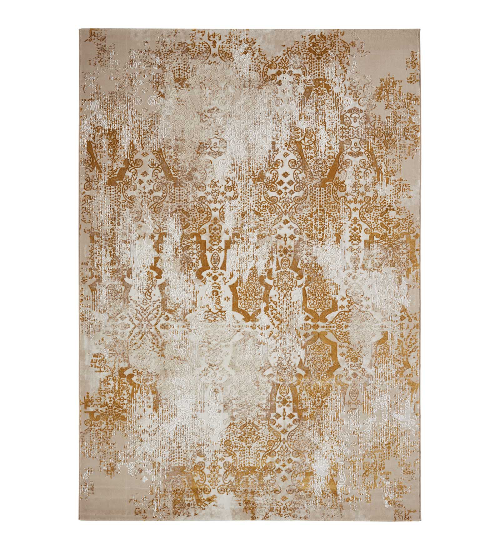 Seher Abstract Machine Made Carpet Beige Gold