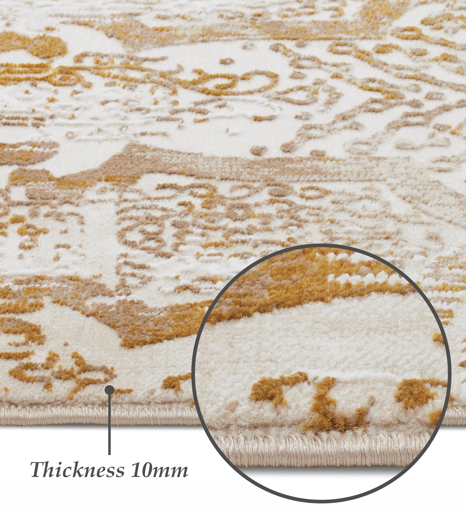 Seher Abstract Machine Made Carpet Beige Gold