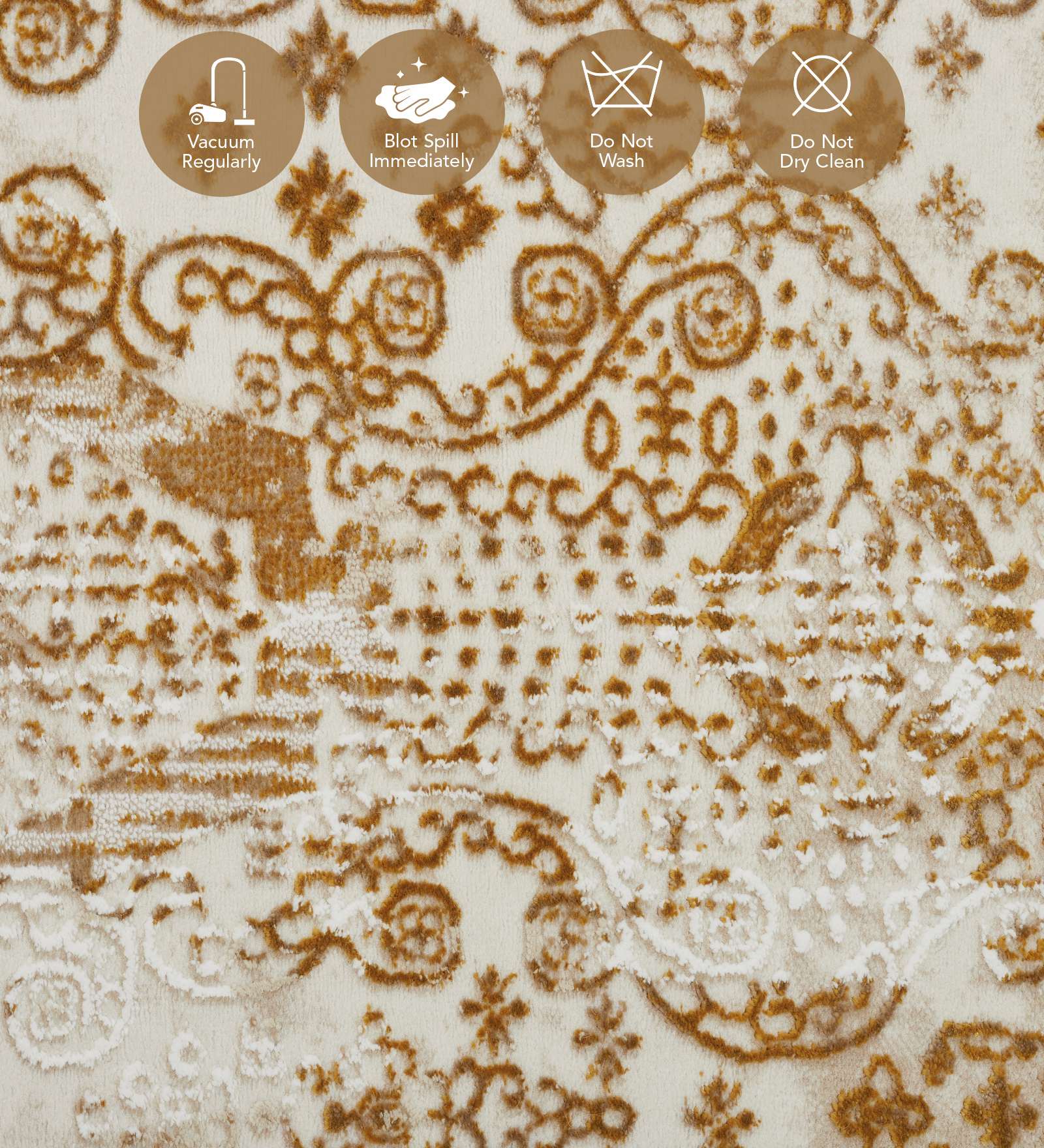 Seher Abstract Machine Made Carpet Beige Gold