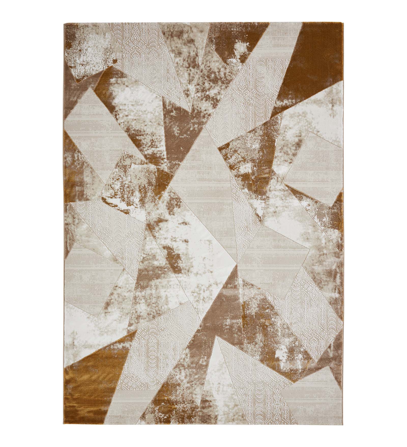 Seher Abstract Machine Made Carpet Beige Gold