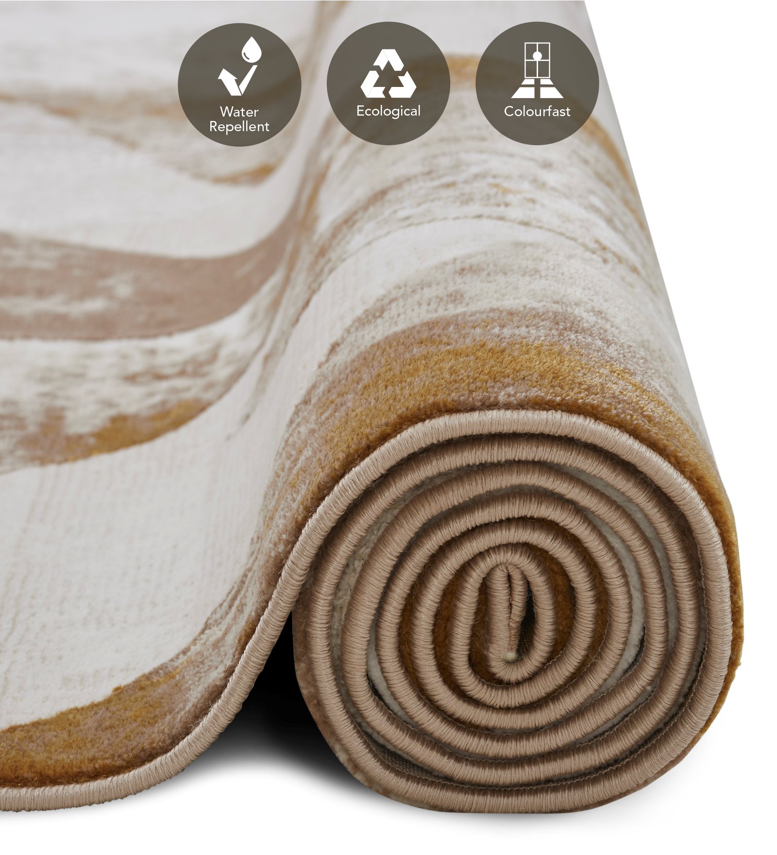 Seher Abstract Machine Made Carpet Beige Gold