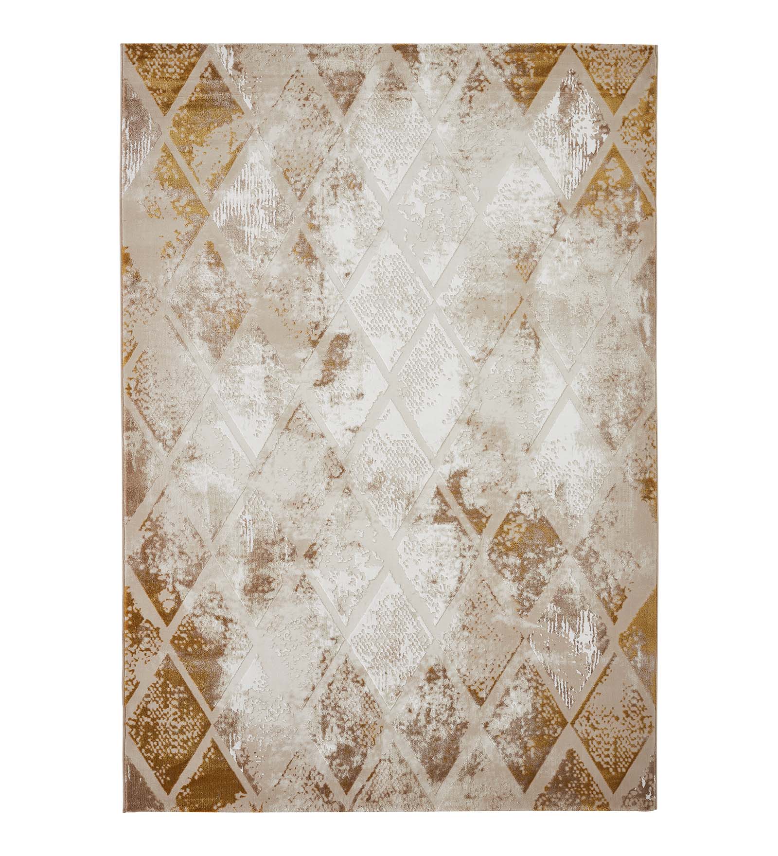 Seher Abstract Machine Made Carpet Beige Gold
