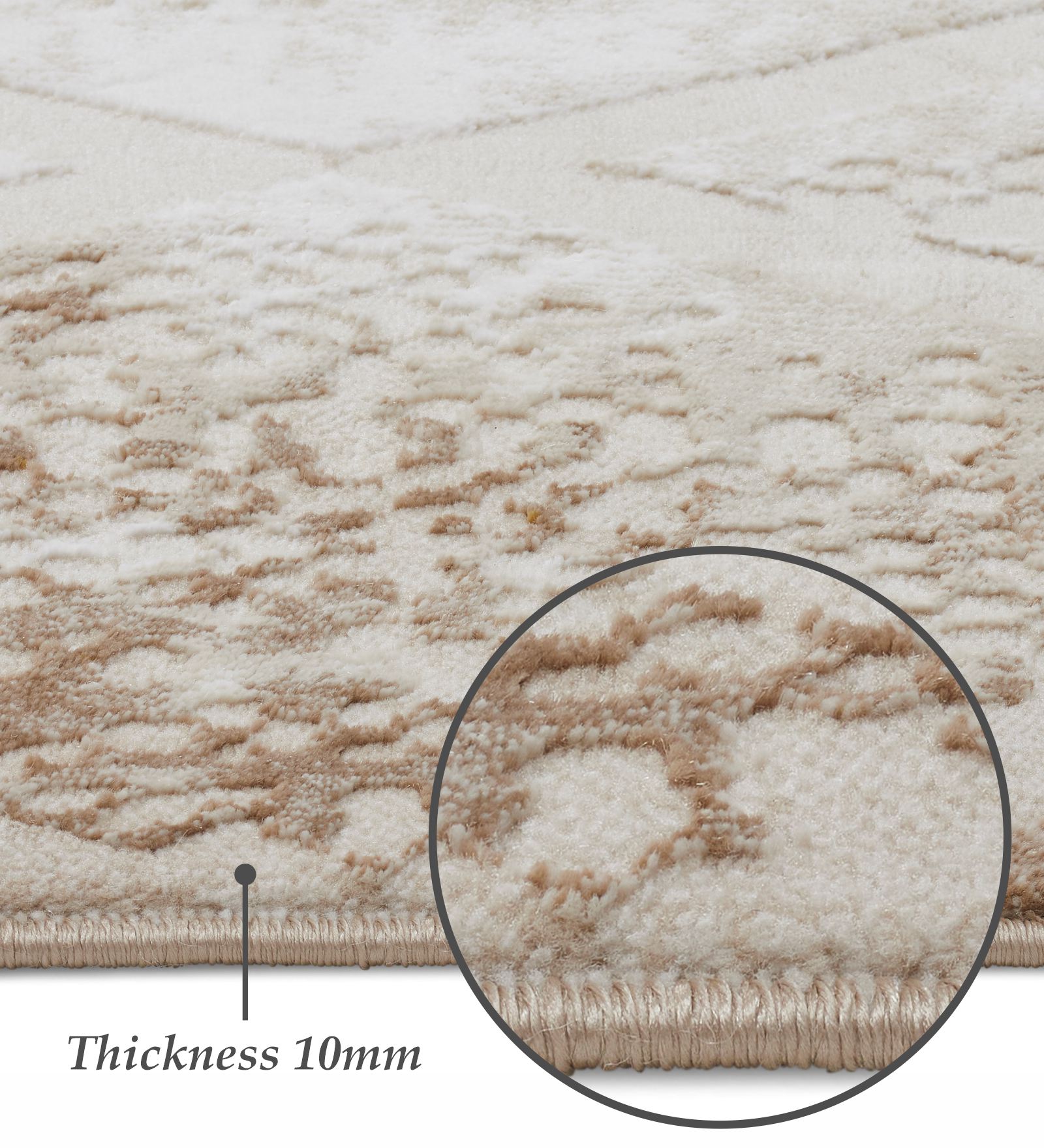 Seher Abstract Machine Made Carpet Beige Gold