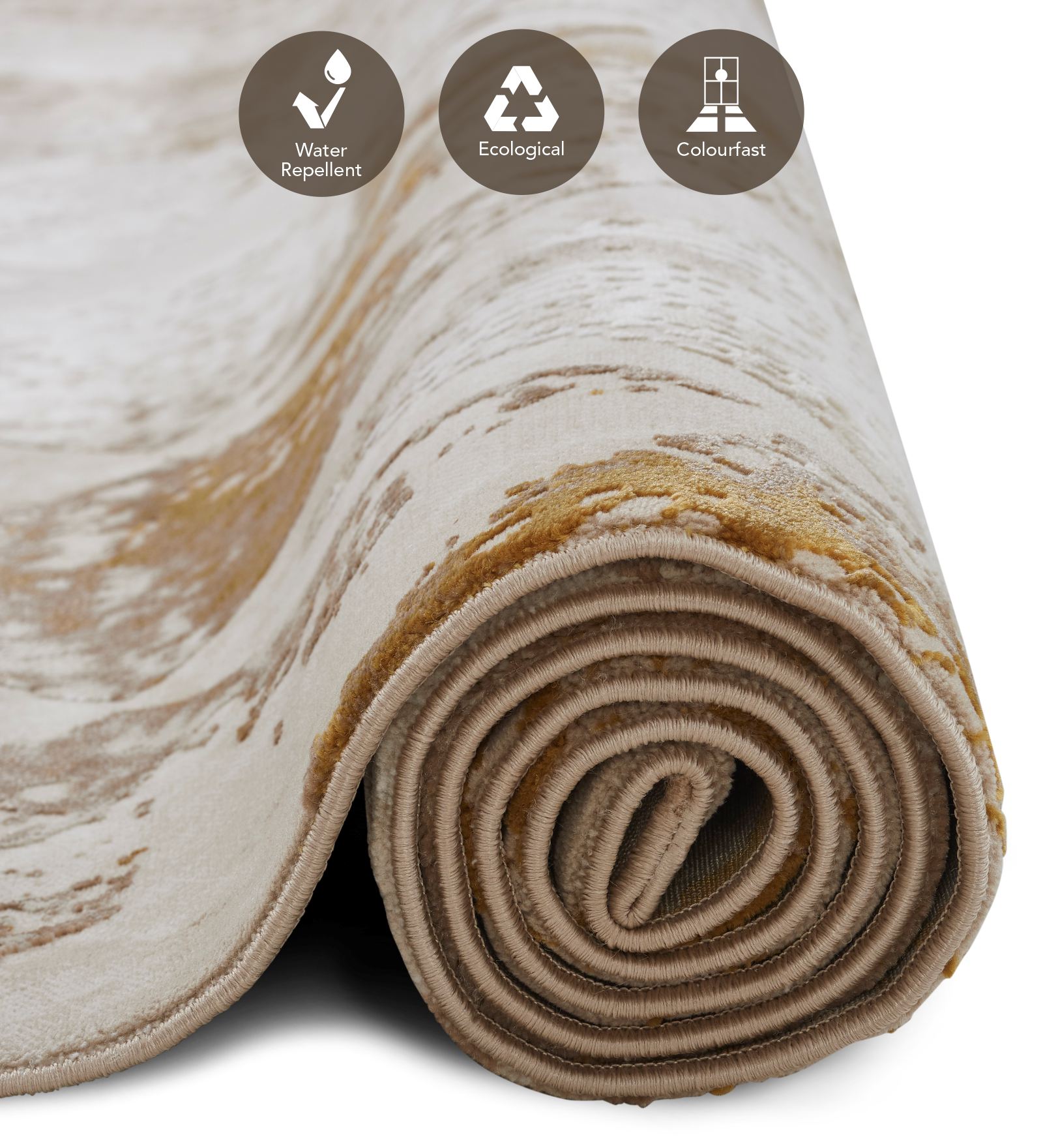 Seher Abstract Machine Made Carpet Beige Gold