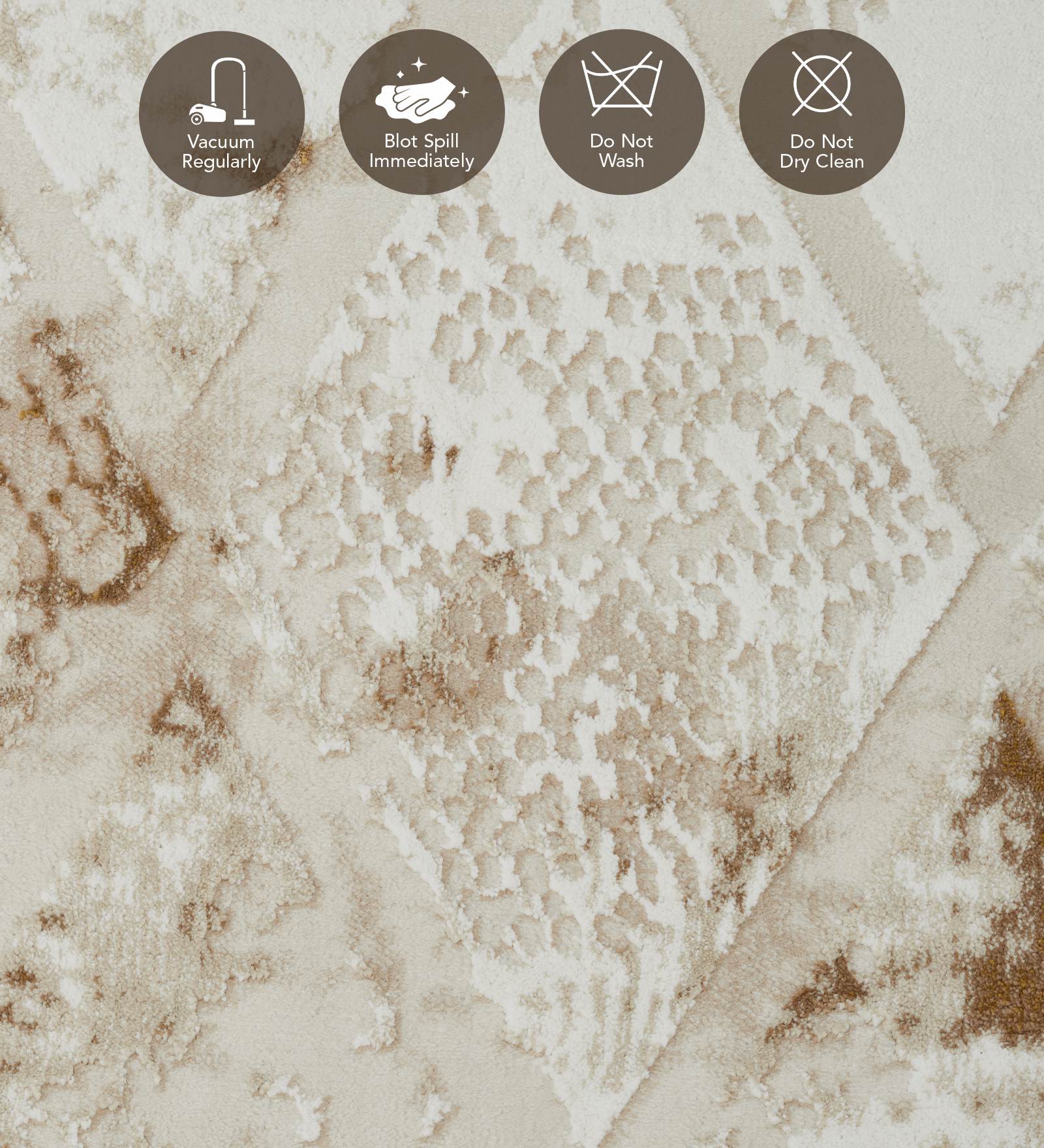 Seher Abstract Machine Made Carpet Beige Gold