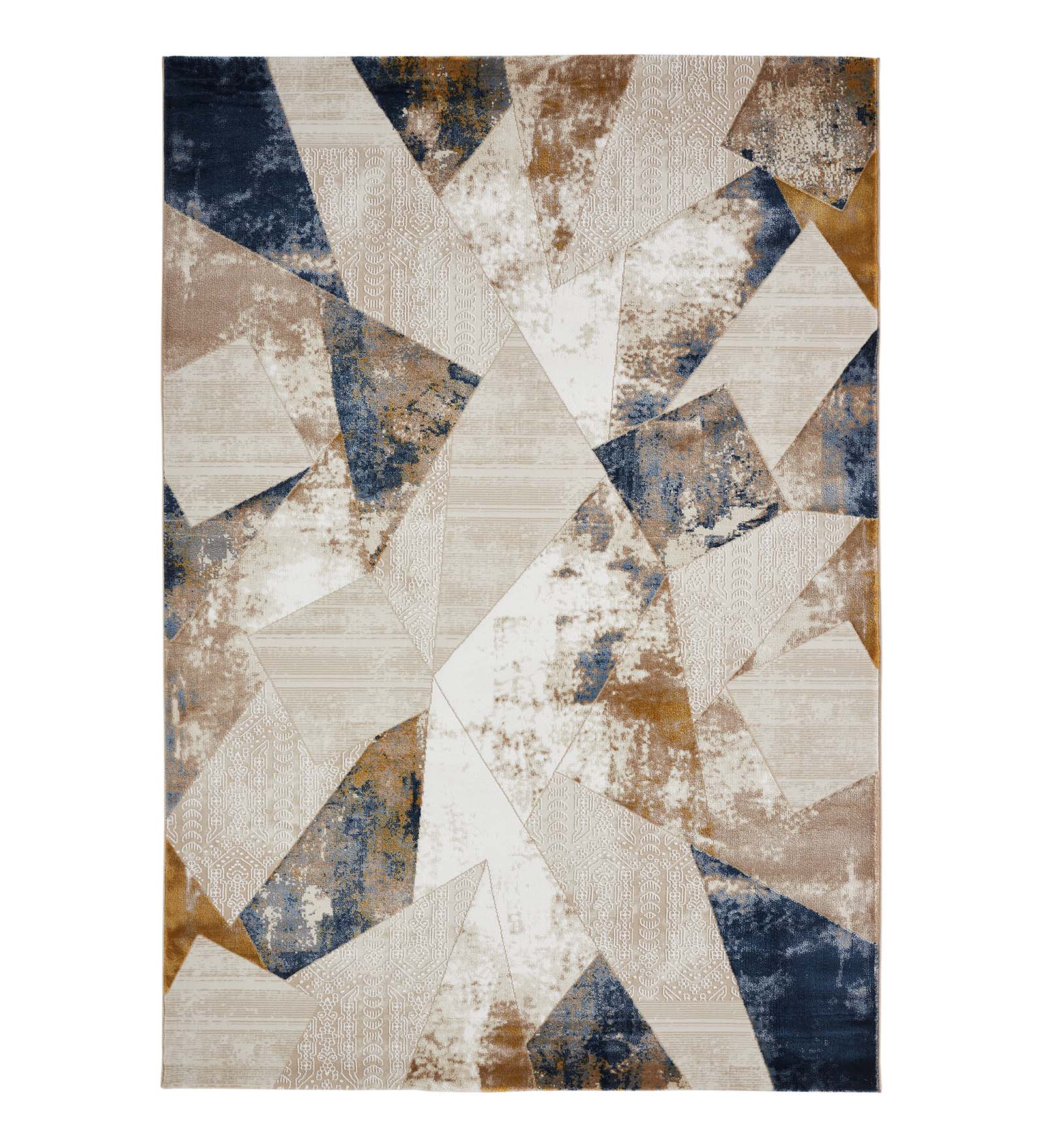 Seher Abstract Machine Made Carpet Beige Navy