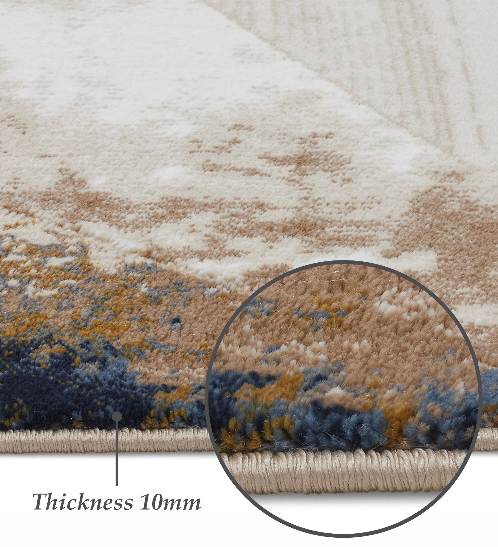 Seher Abstract Machine Made Carpet Beige Navy