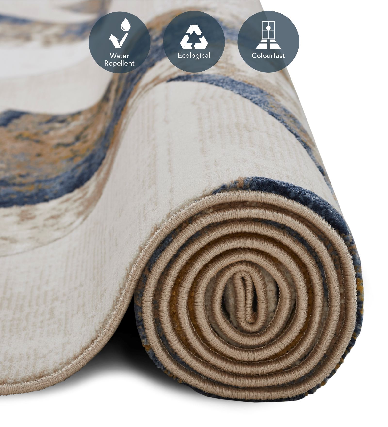 Seher Abstract Machine Made Carpet Beige Navy