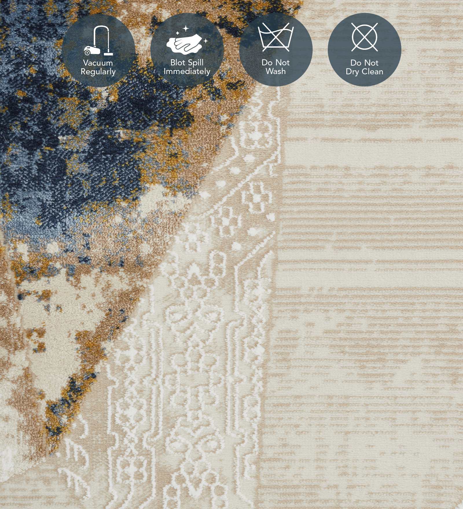 Seher Abstract Machine Made Carpet Beige Navy