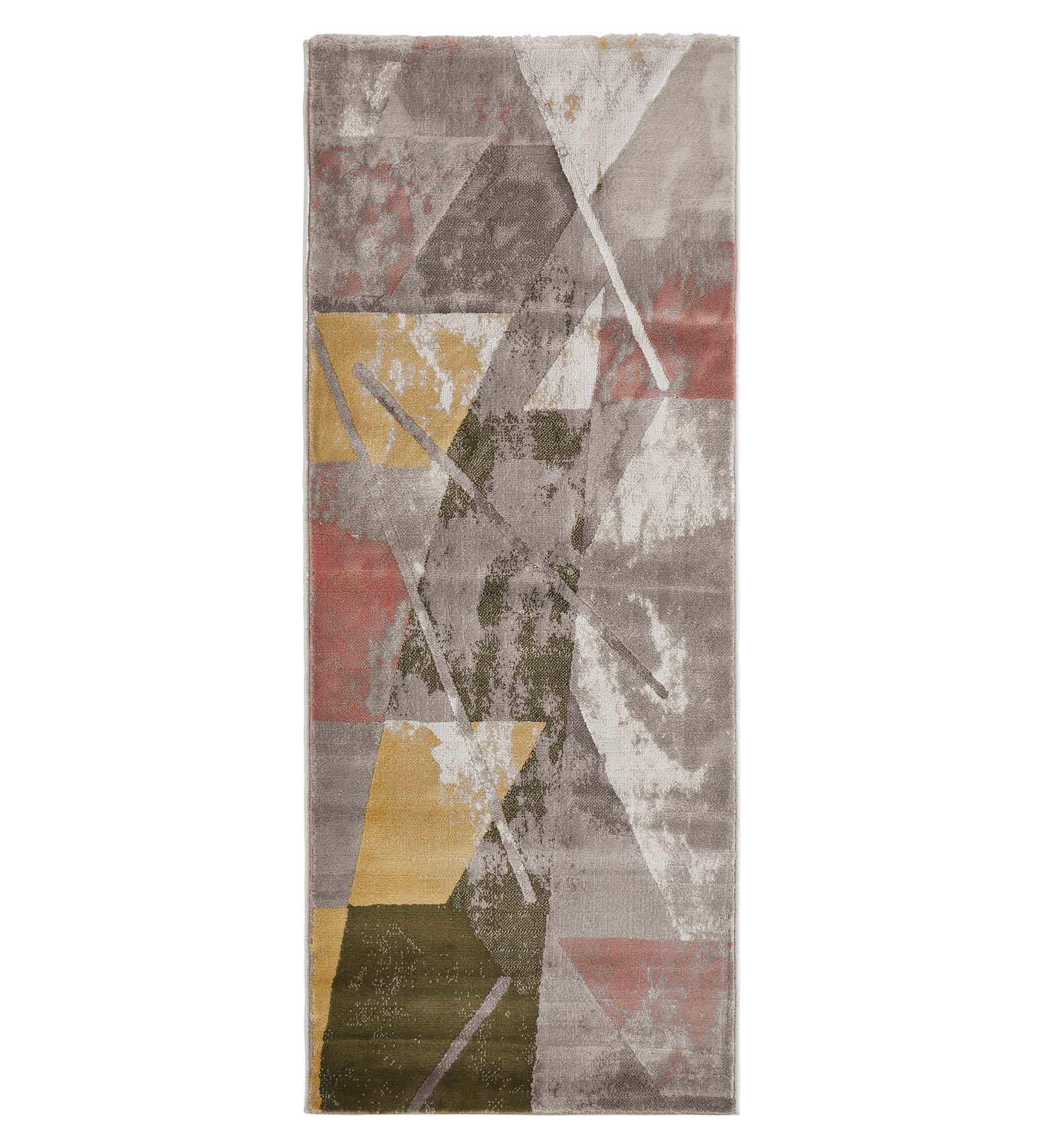 Flamme Polypropylene Abstract Runner Olive and Mustard