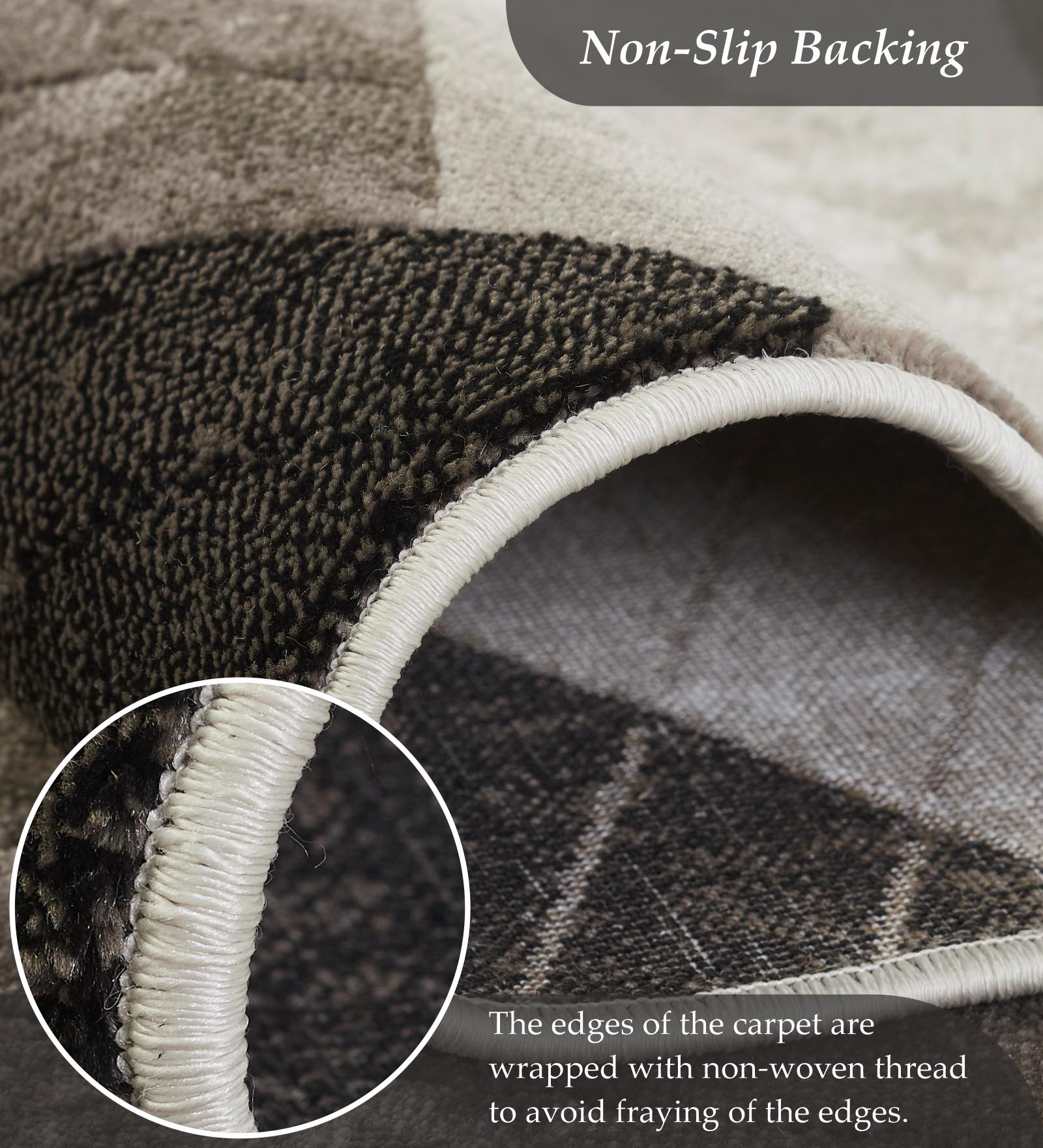 Flamme Polypropylene Geometric Runner Blue and Brown