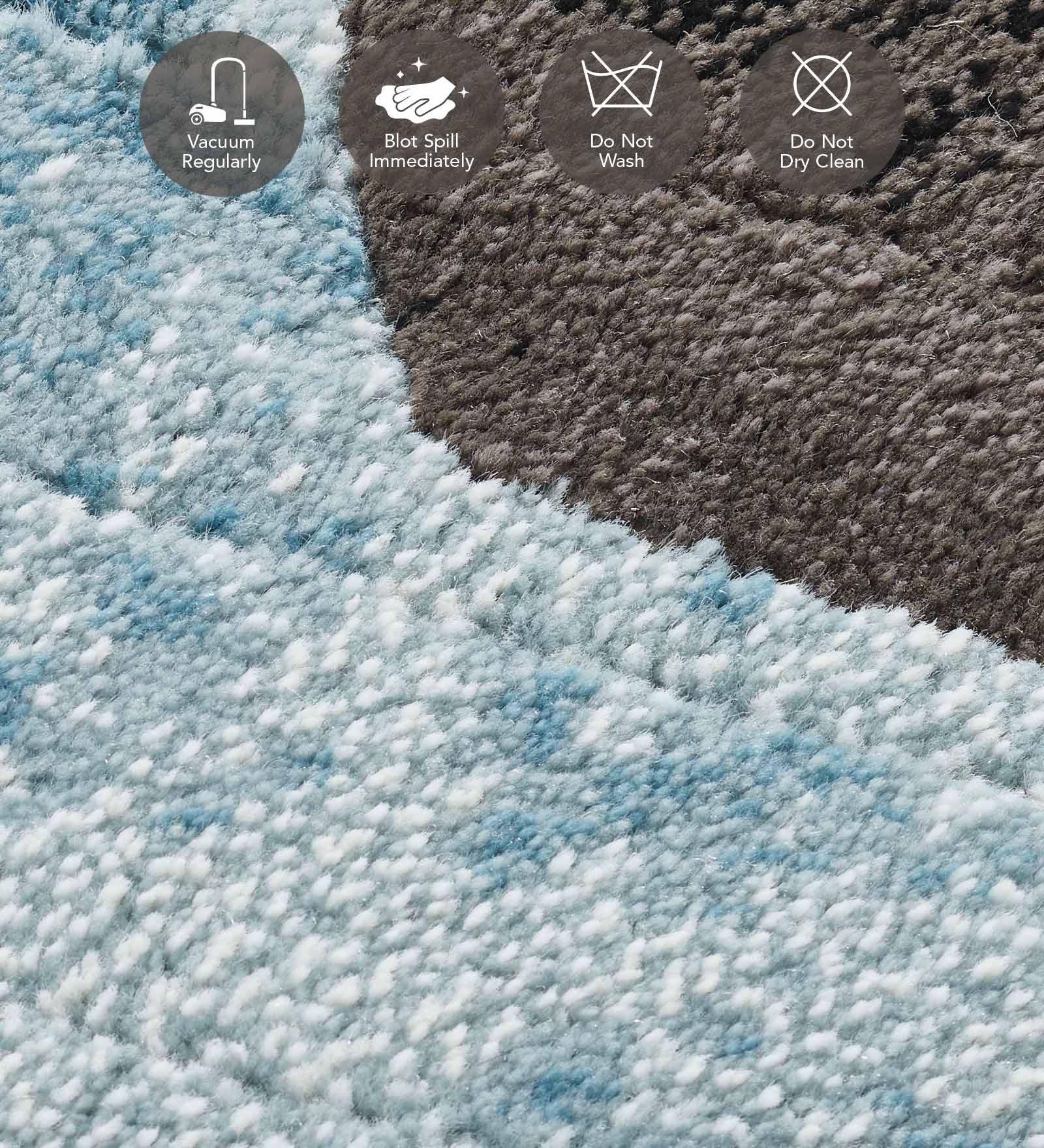 Flamme Polypropylene Geometric Runner Blue and Brown