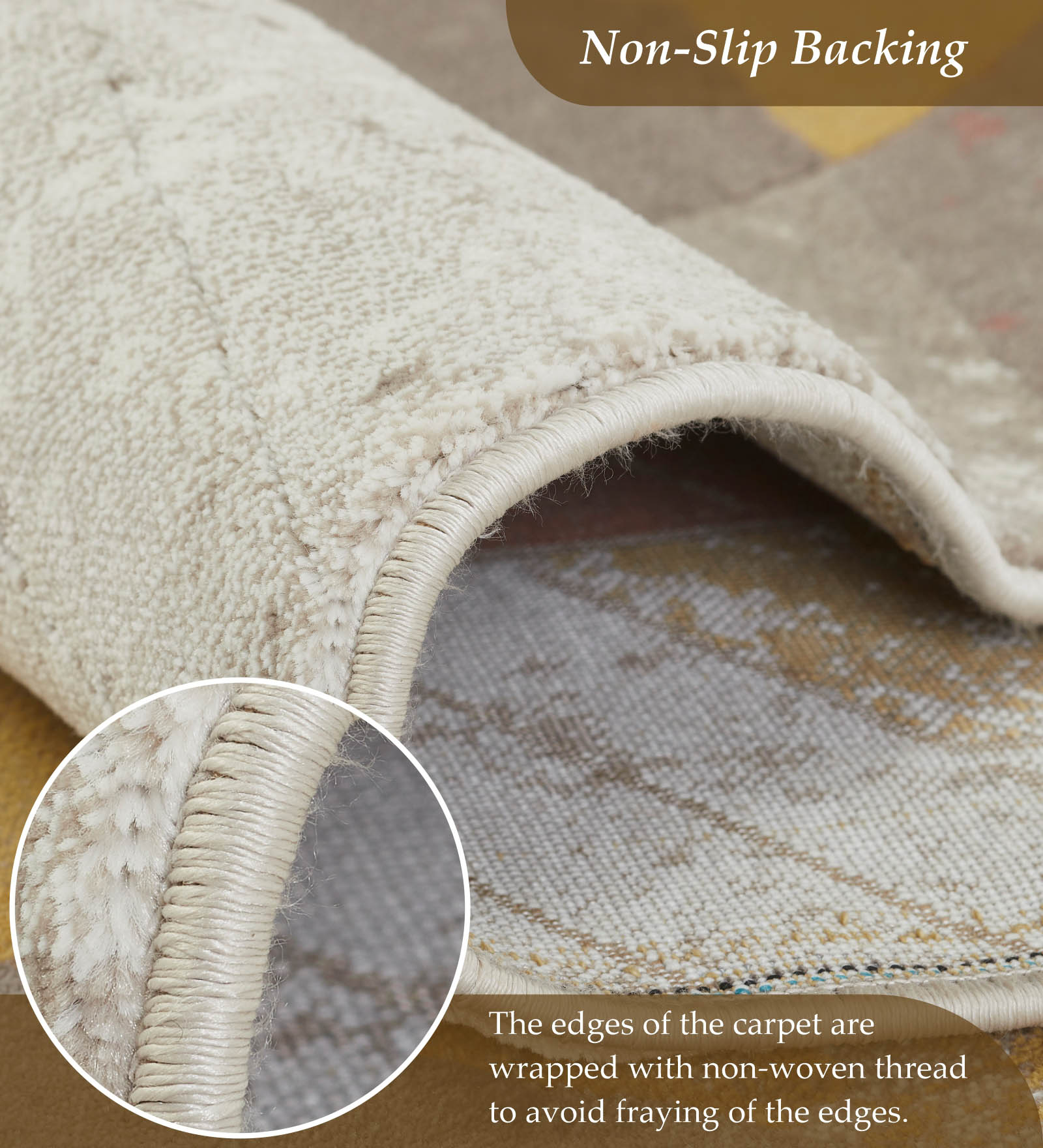 Flamme Polypropylene Geometric Runner Peach and Brown