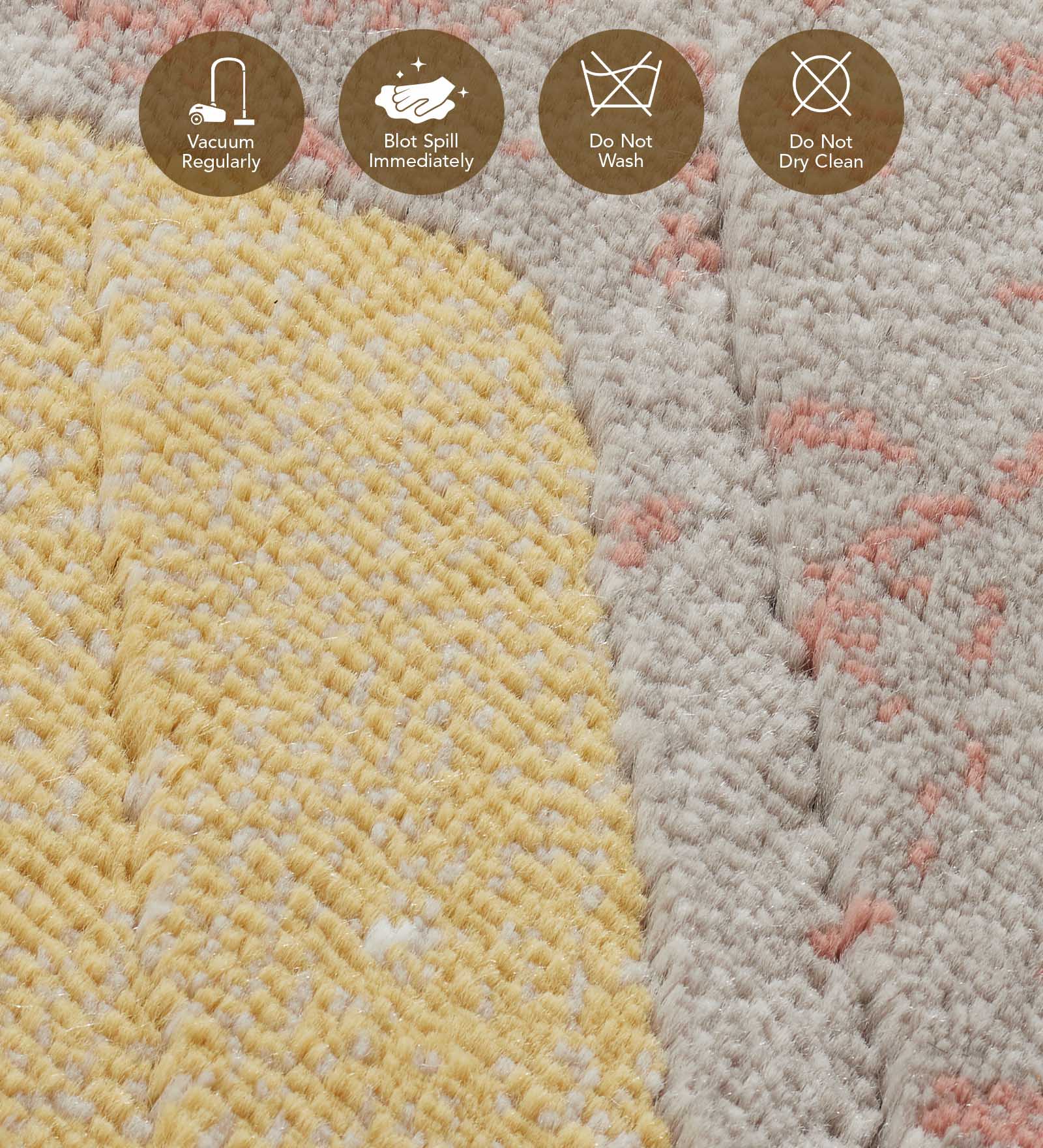 Flamme Polypropylene Geometric Runner Peach and Brown