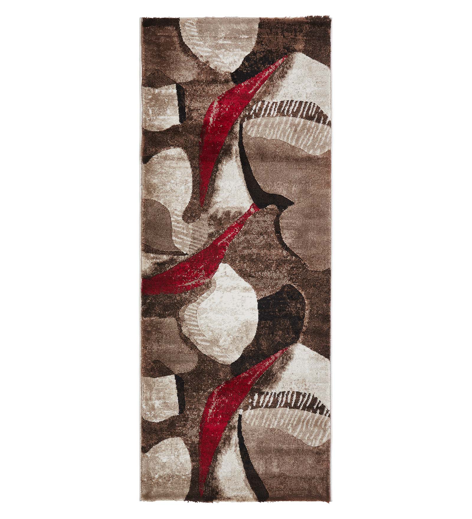 Flamme Polypropylene Abstract Runner Brown and Red