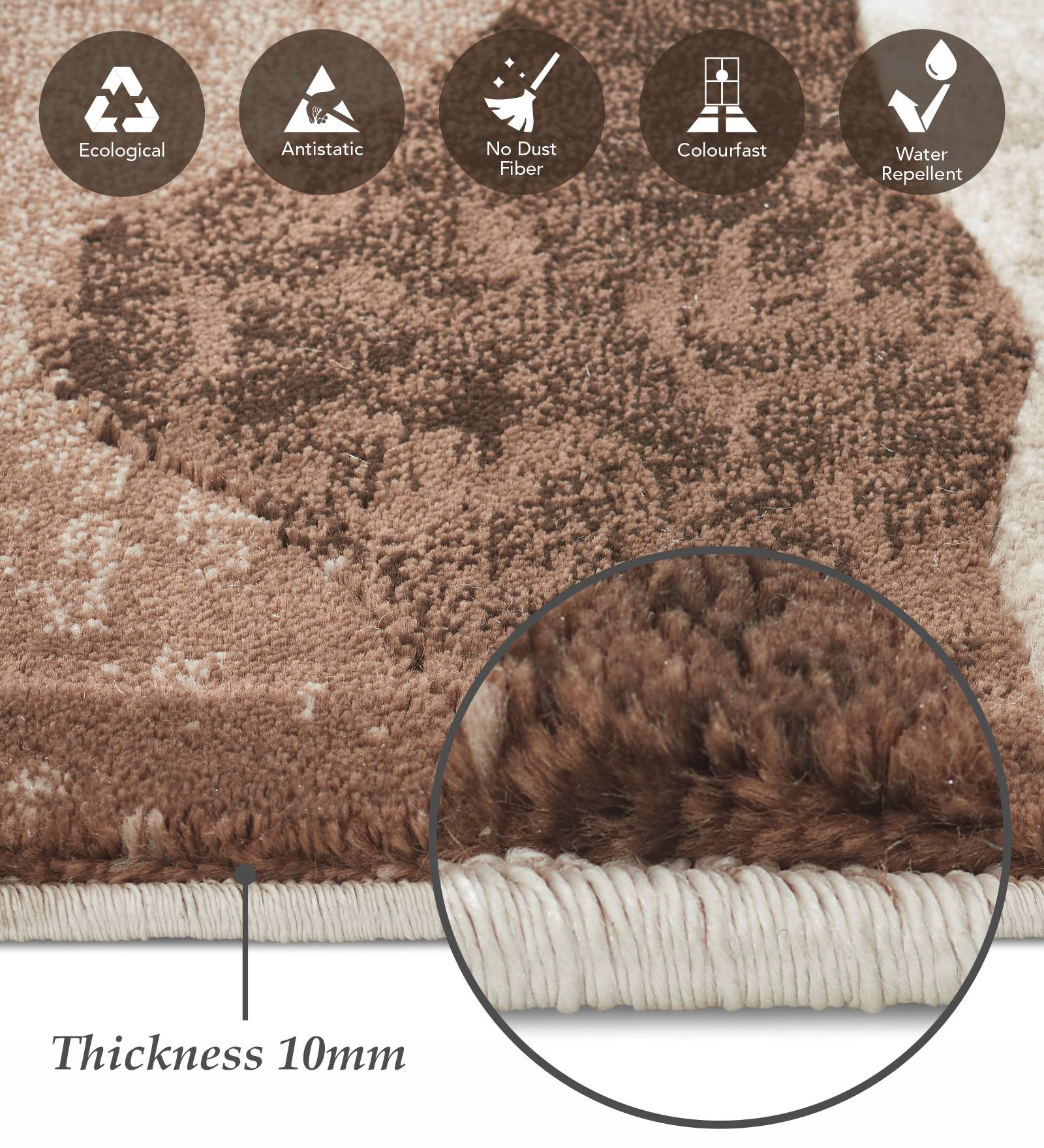 Flamme Polypropylene Abstract Runner Brown and Red