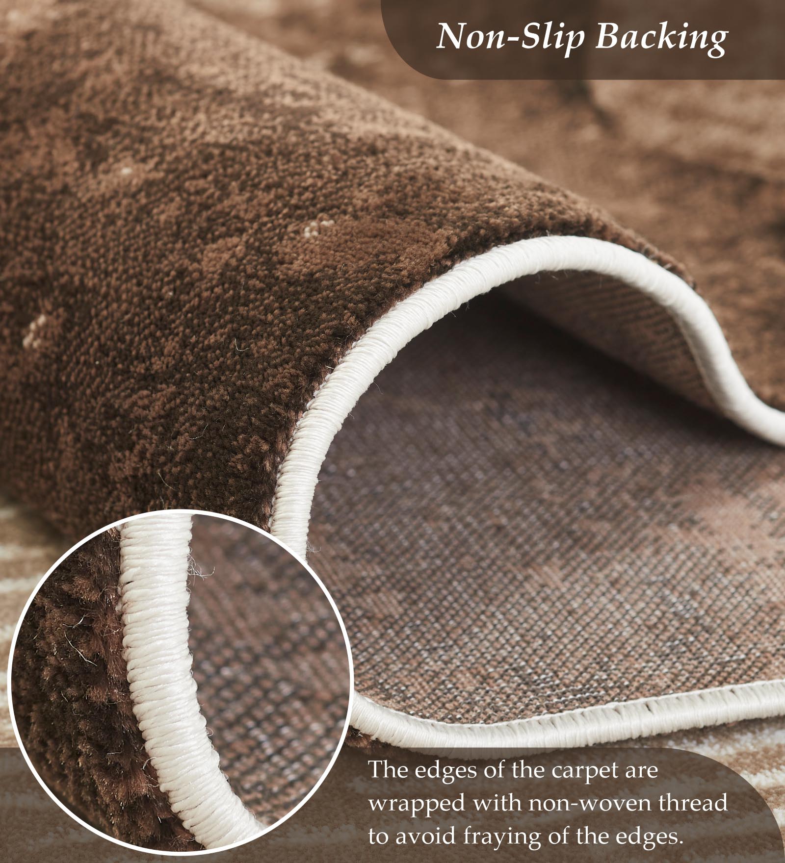 Flamme Polypropylene Abstract Runner Brown and Red