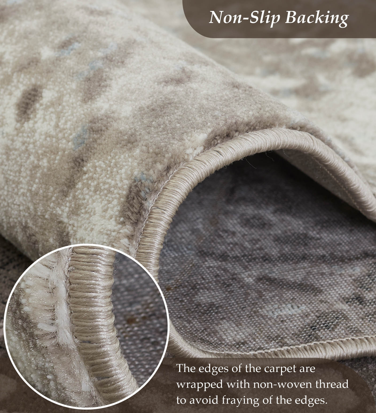 Flamme Polypropylene Abstract Runner Cream and Brown