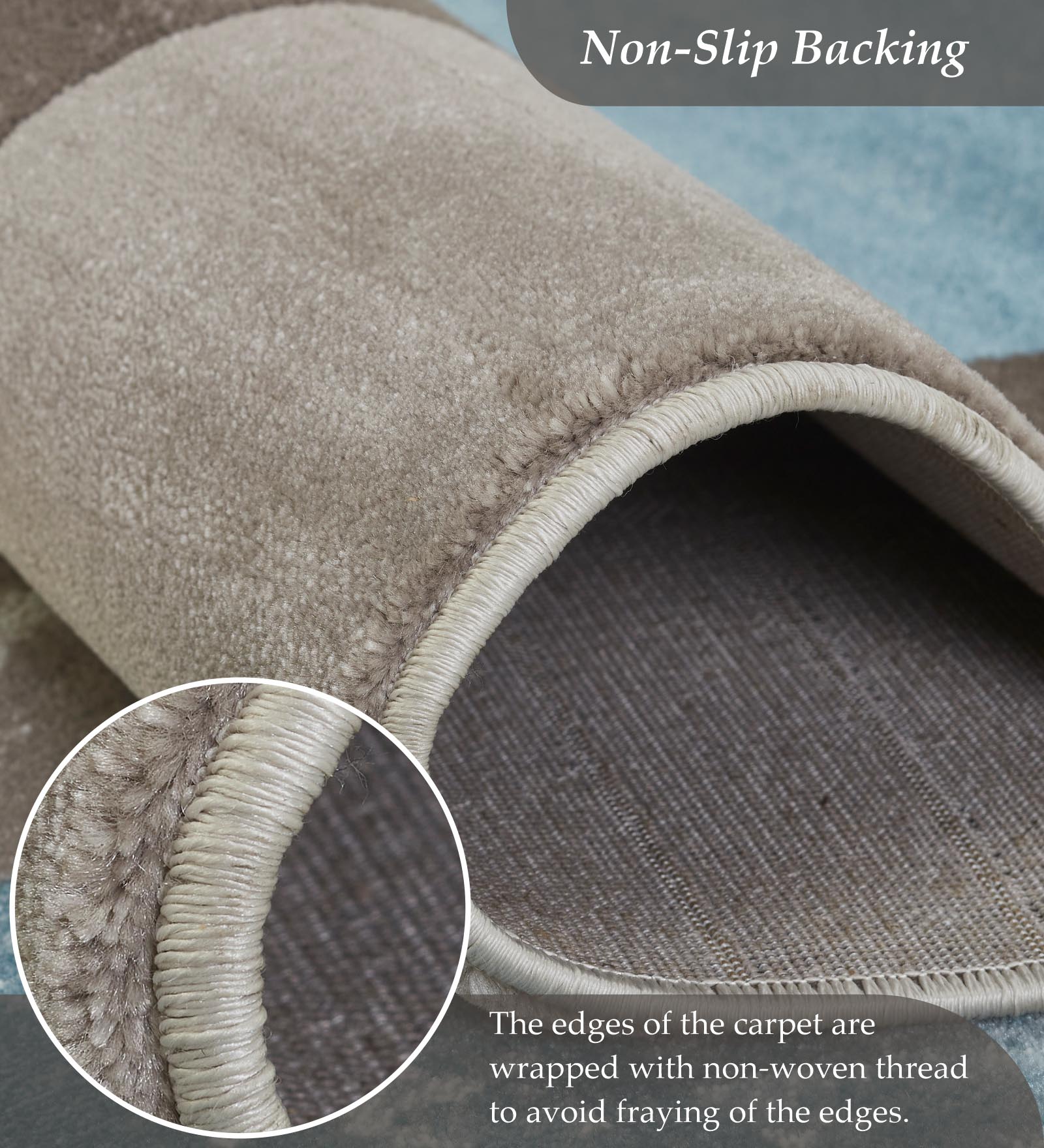 Flamme Abstract Machine Made Runner Blue and Brown