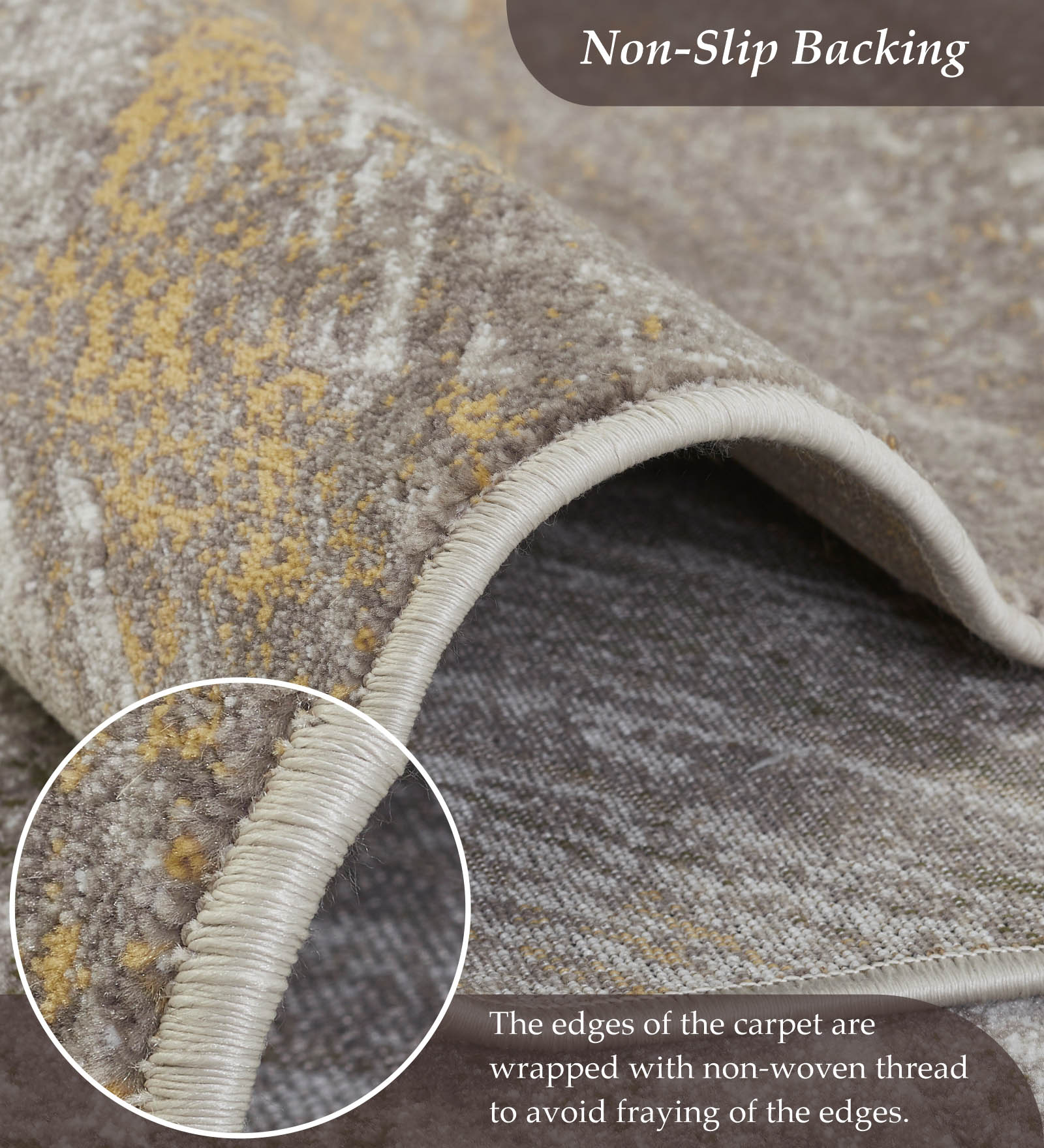 Flamme Polypropylene Abstract Carpet Brown and Cream