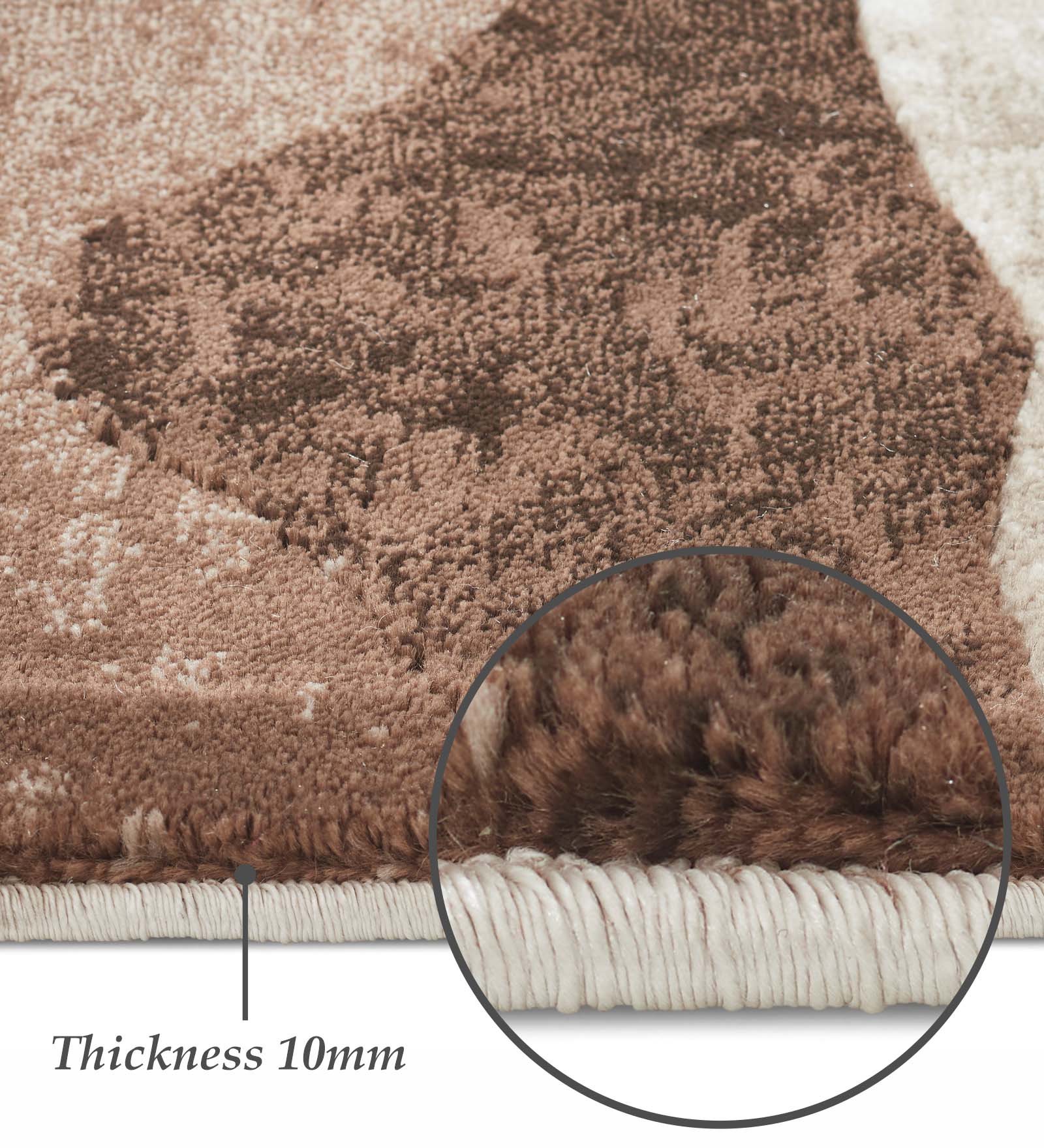 Flamme Polypropylene Abstract Carpet Brown and Red