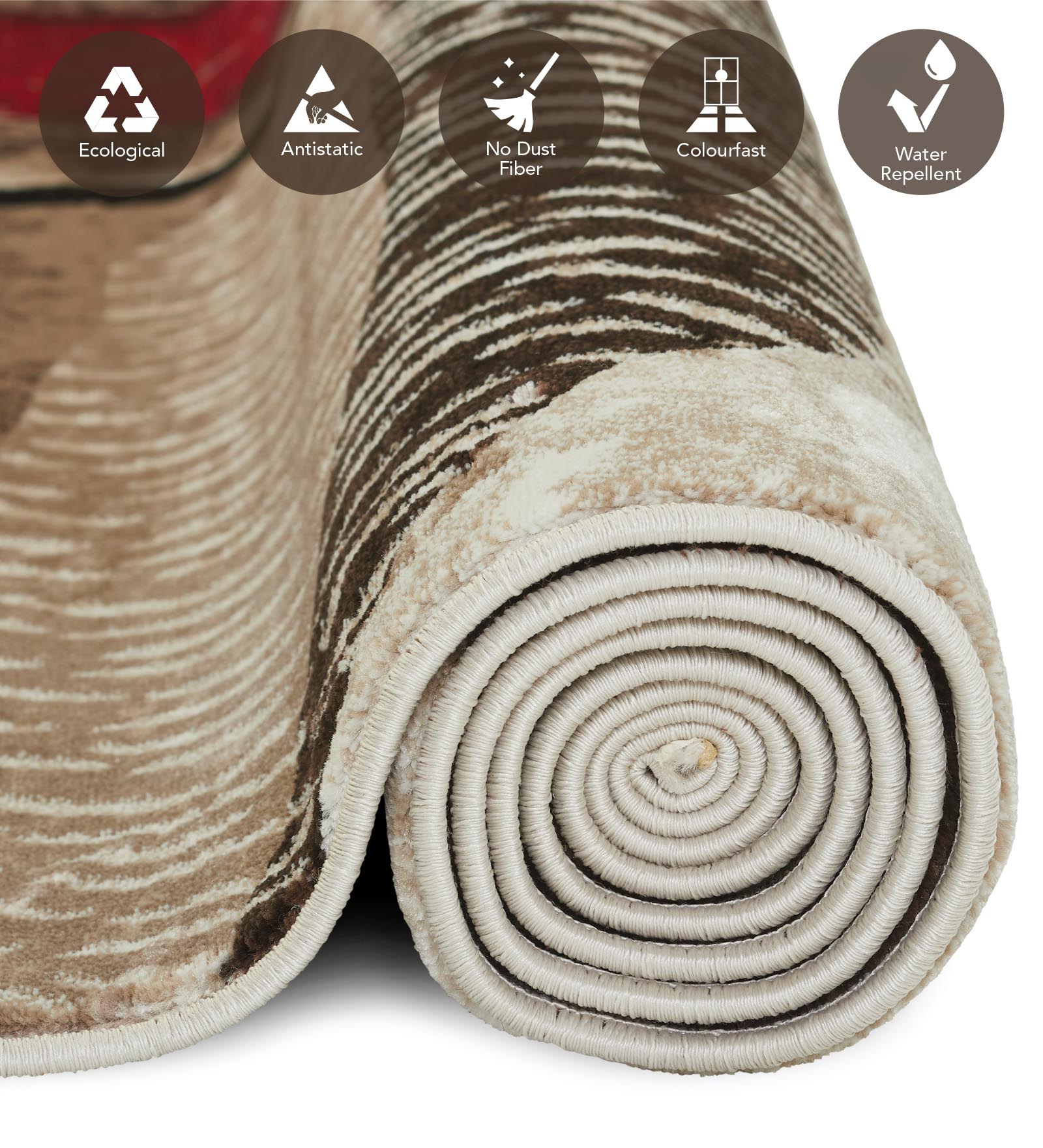 Flamme Polypropylene Abstract Carpet Brown and Red