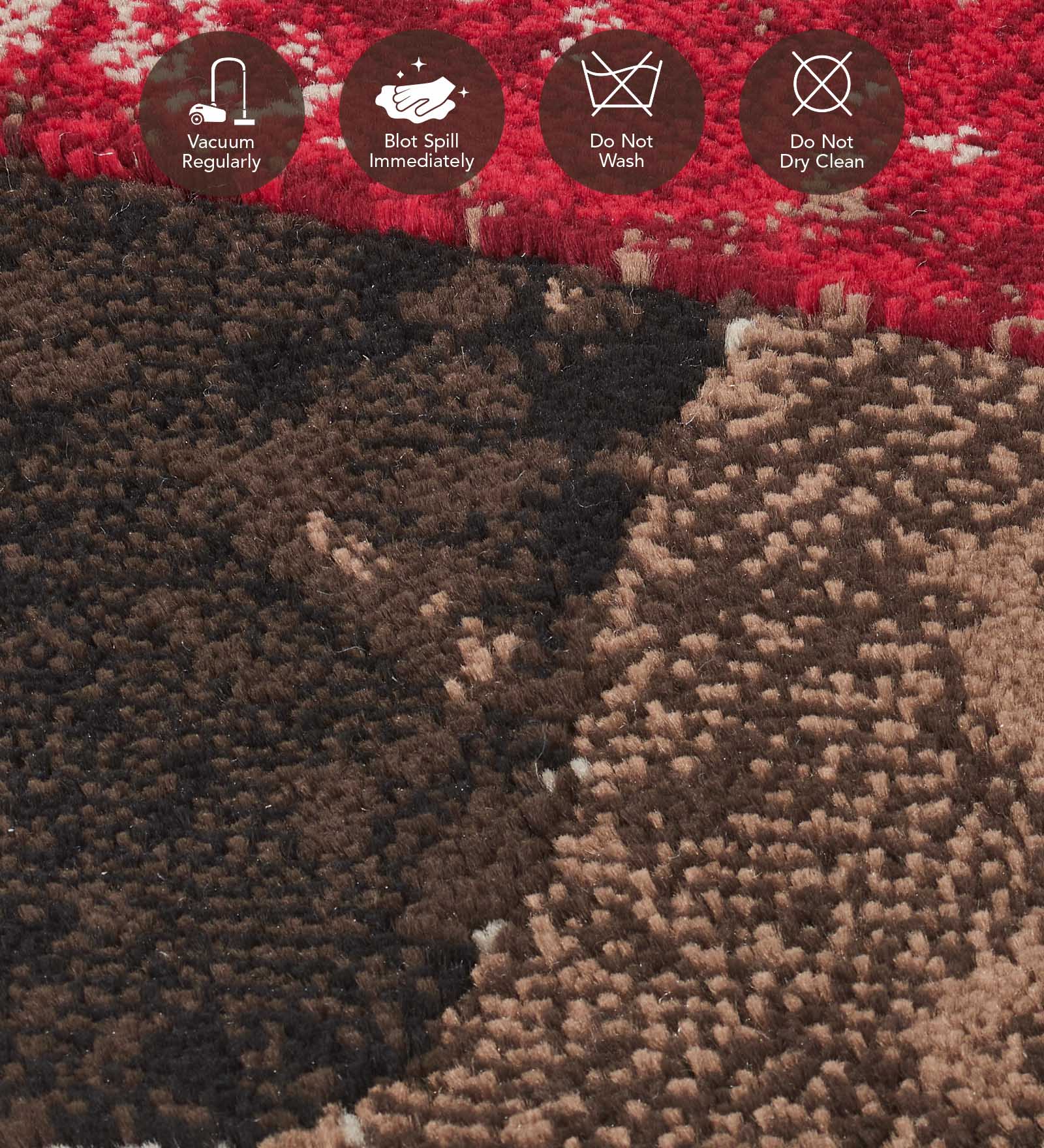 Flamme Polypropylene Abstract Carpet Brown and Red