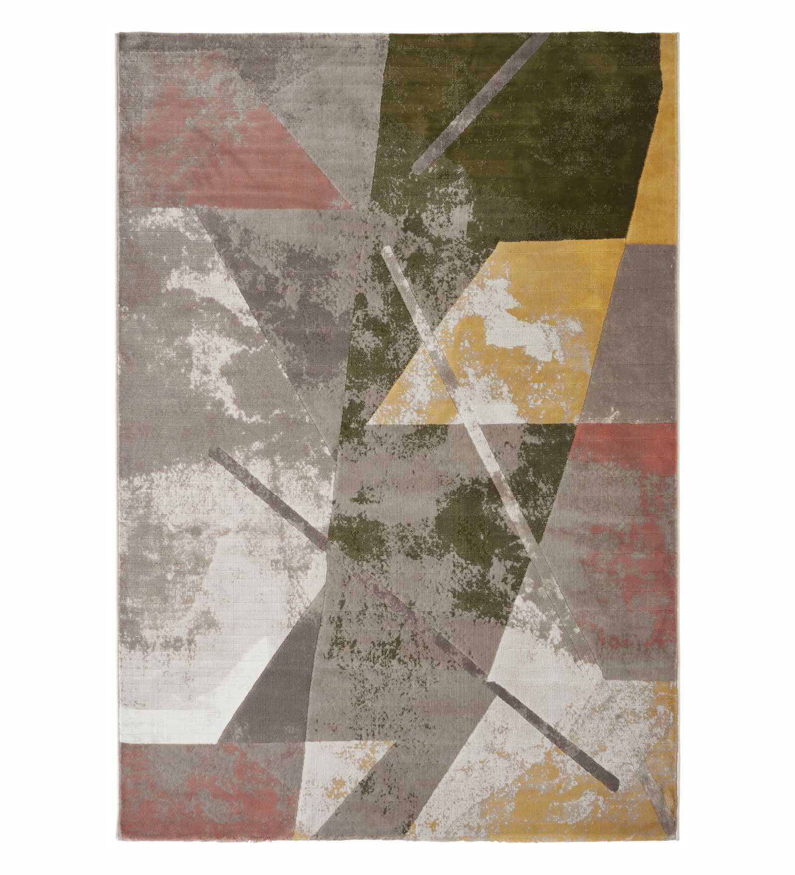 Flamme Polypropylene Abstract Carpet Olive and Mustard