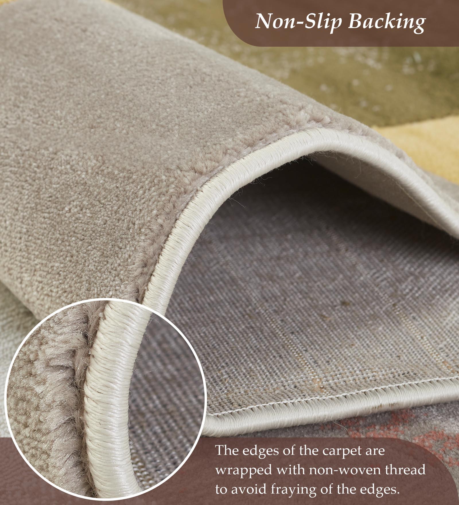 Flamme Polypropylene Abstract Carpet Olive and Mustard