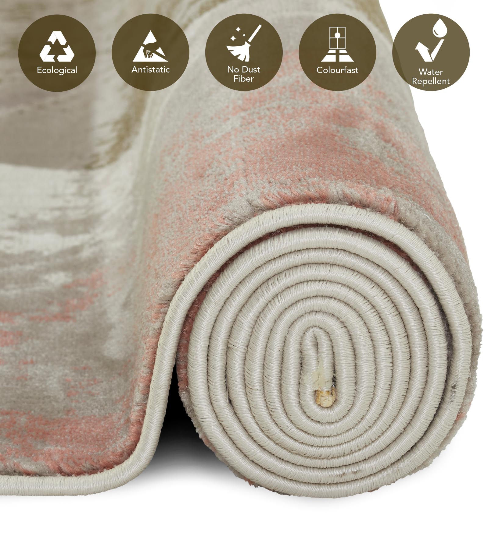 Flamme Polypropylene Abstract Carpet Olive and Mustard