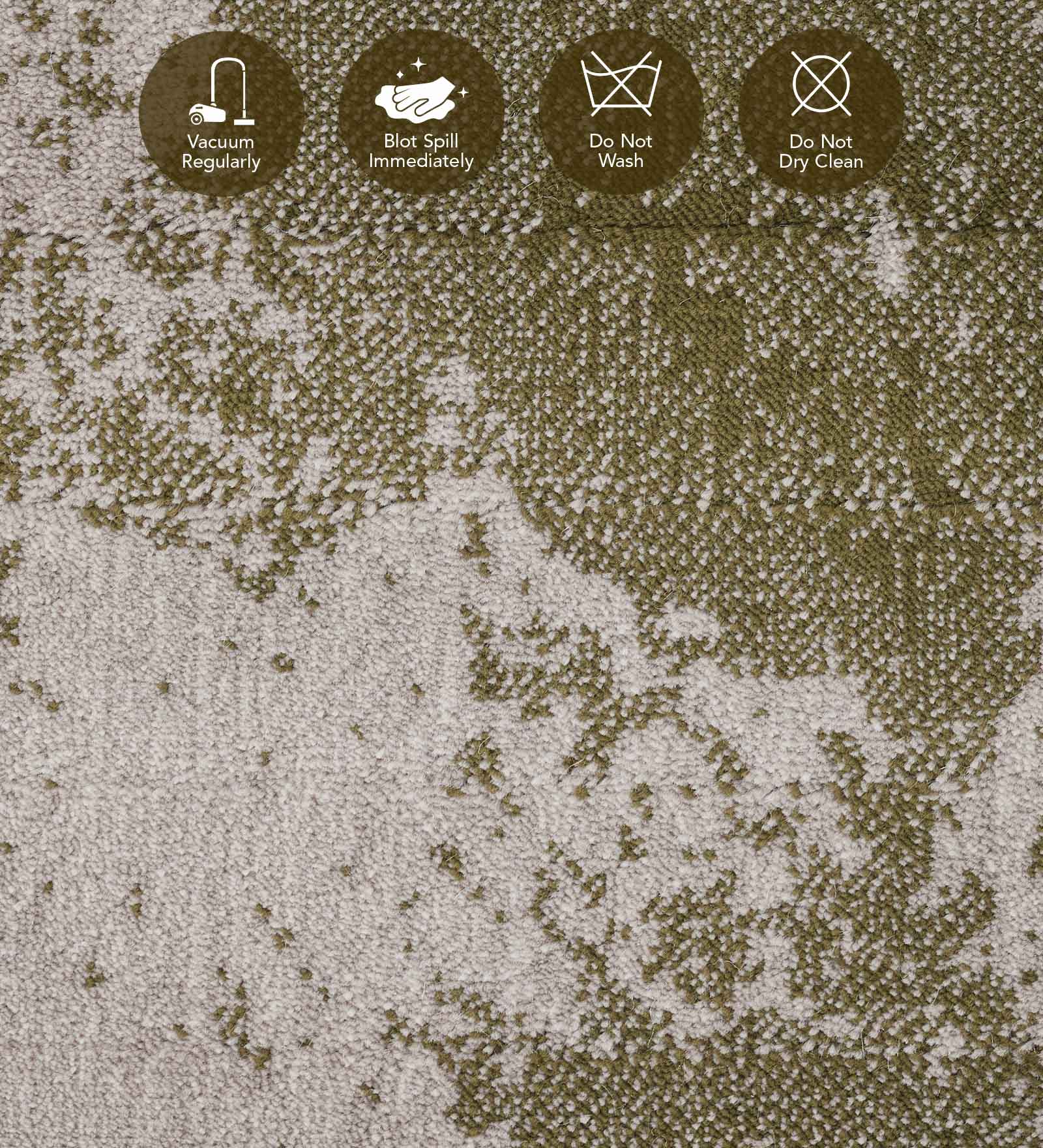 Flamme Polypropylene Abstract Carpet Olive and Mustard