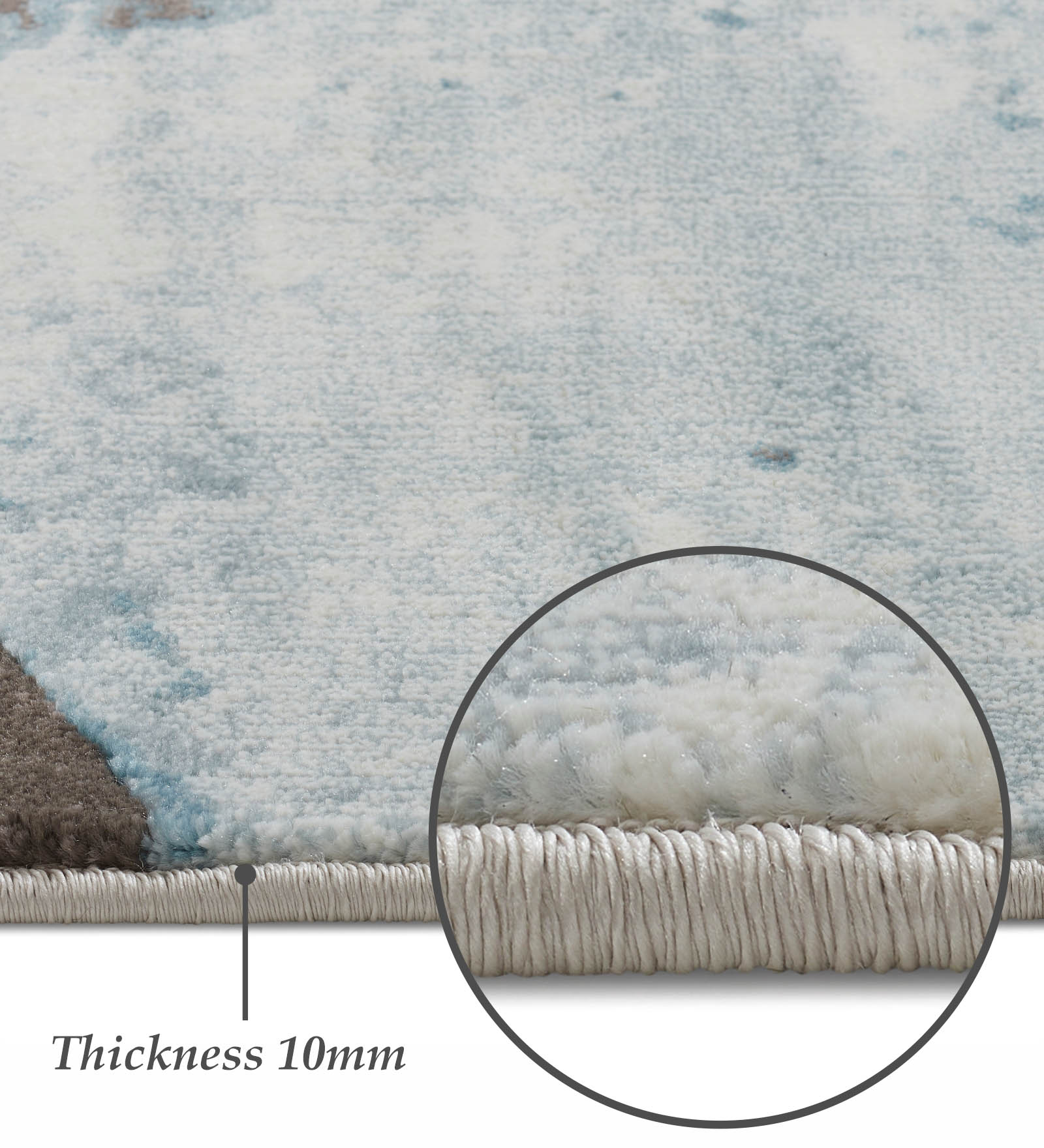 Flamme Polypropylene Abstract Carpet Blue and Taupe