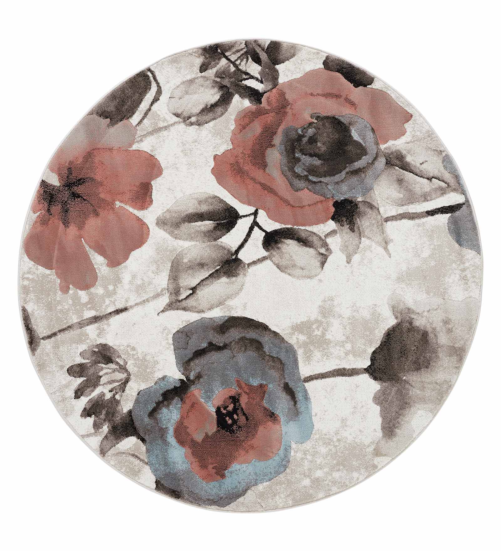 Flamme Geometric Round Shaped Carpet Cream and Beige