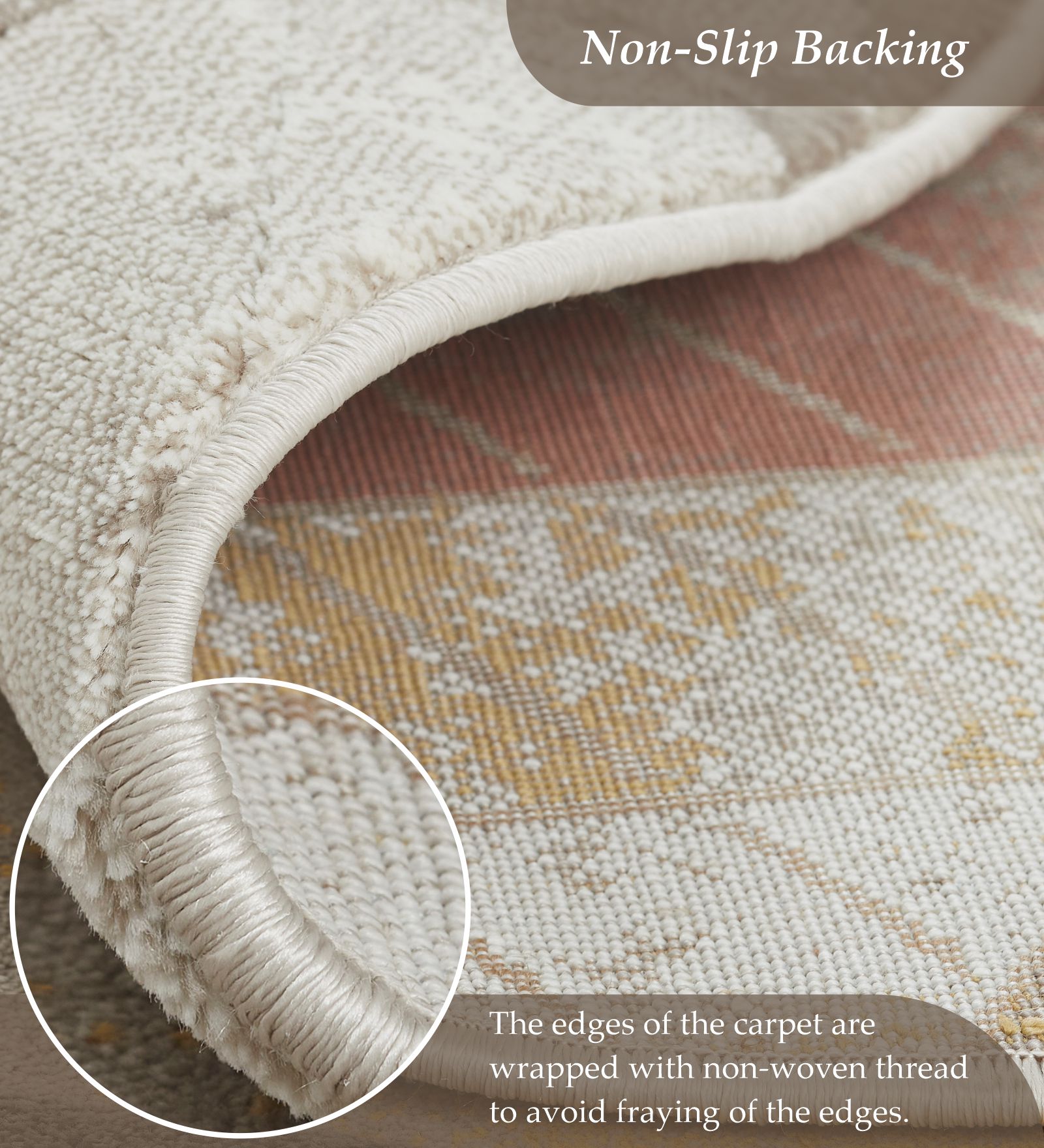 Flamme Geometric Round Shaped Carpet Peach and Brown