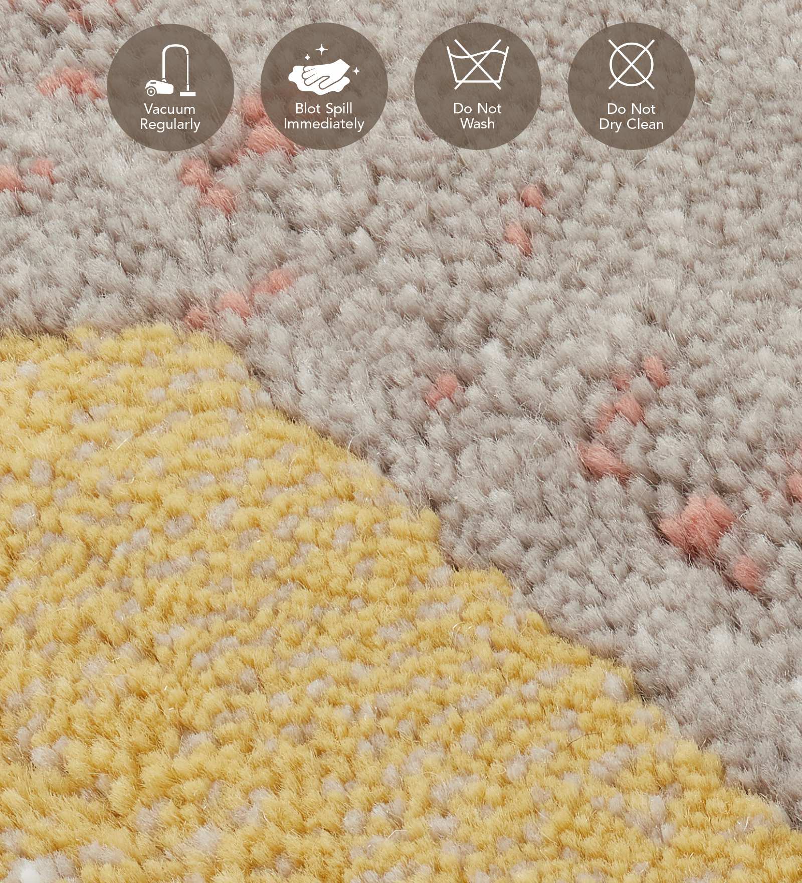 Flamme Geometric Round Shaped Carpet Peach and Brown