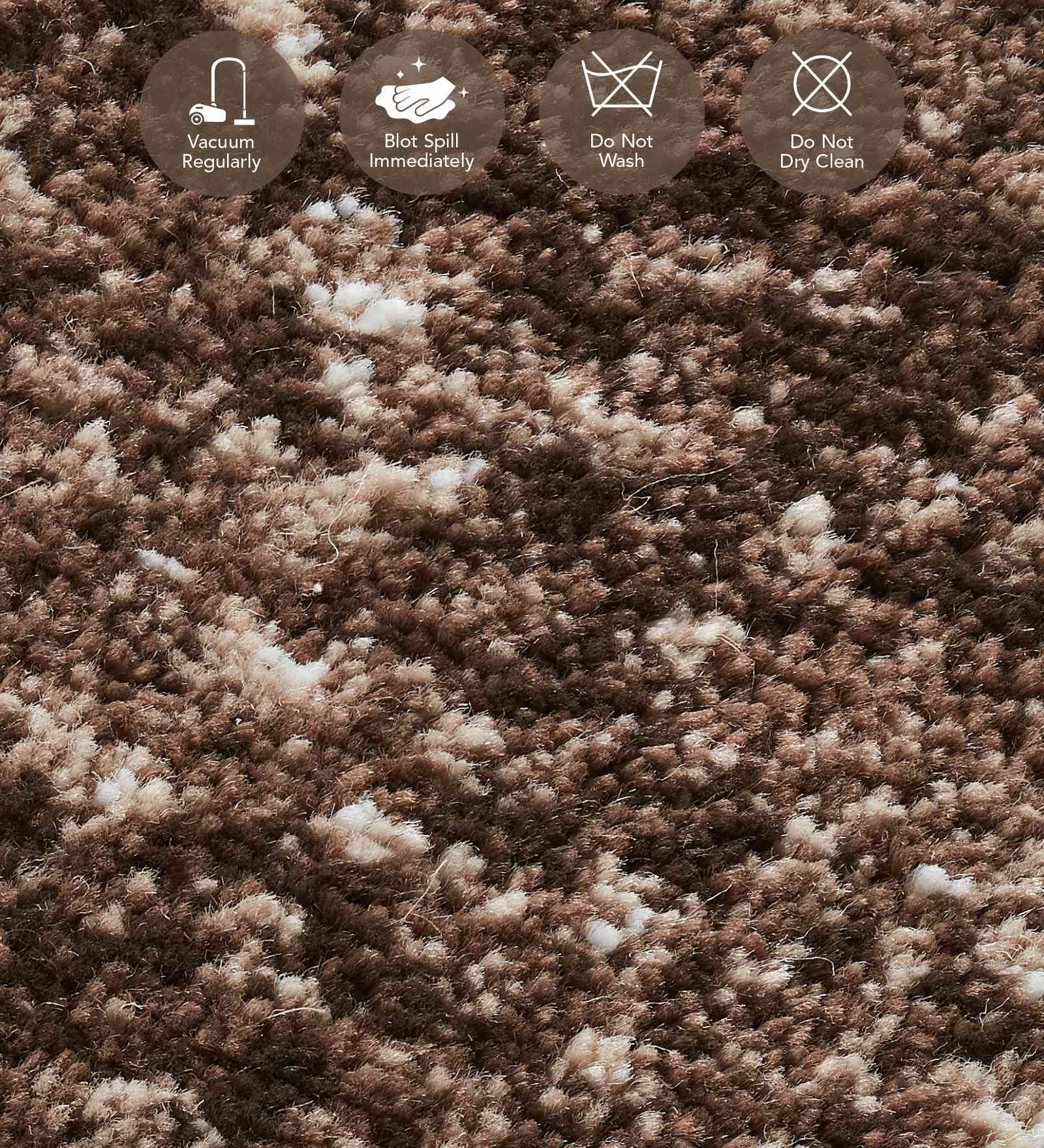 Flamme Abstract Round Shaped Carpet D.Brown and Cream