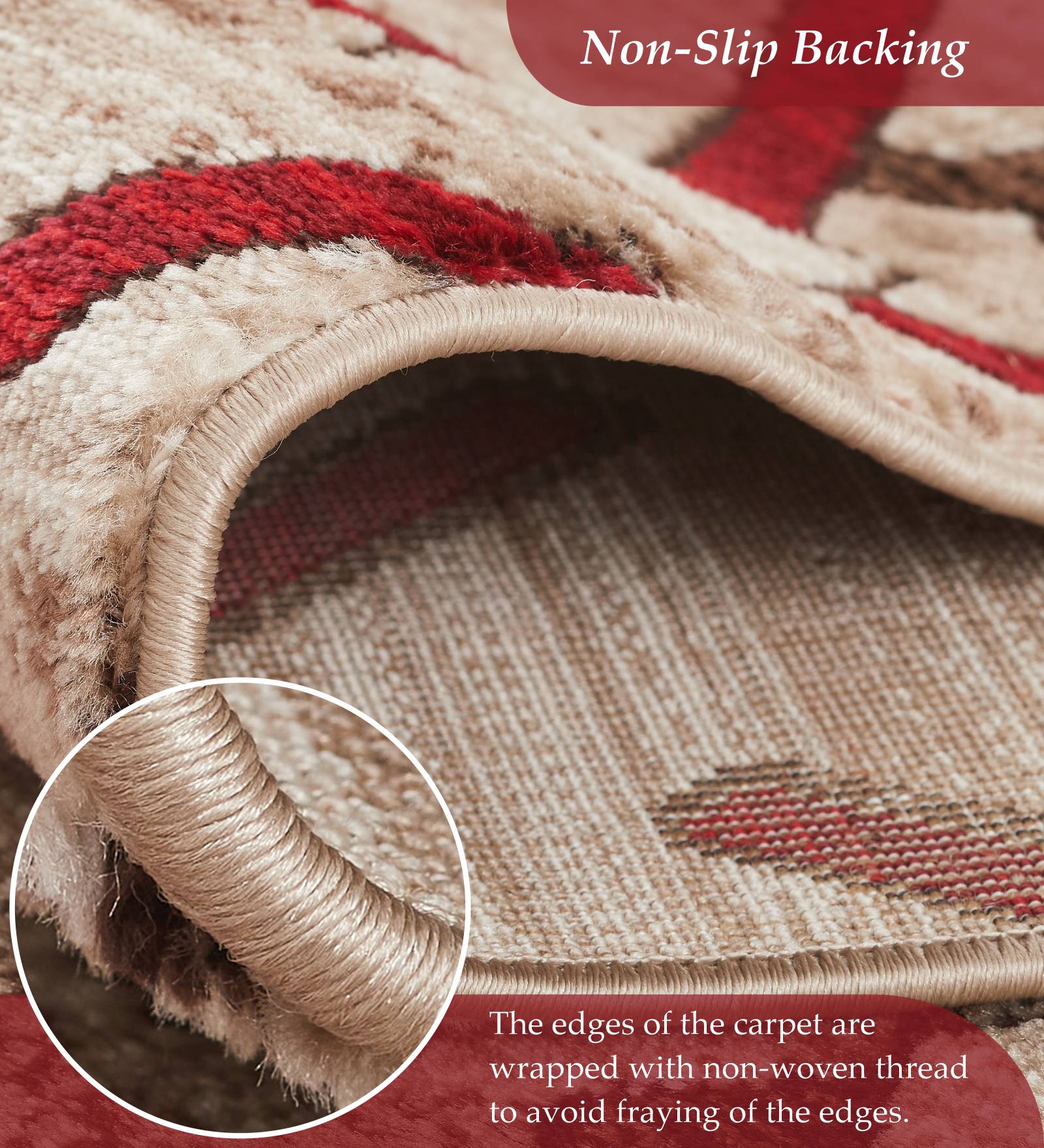 Genious Machine Made Runner Brown and Burgundy