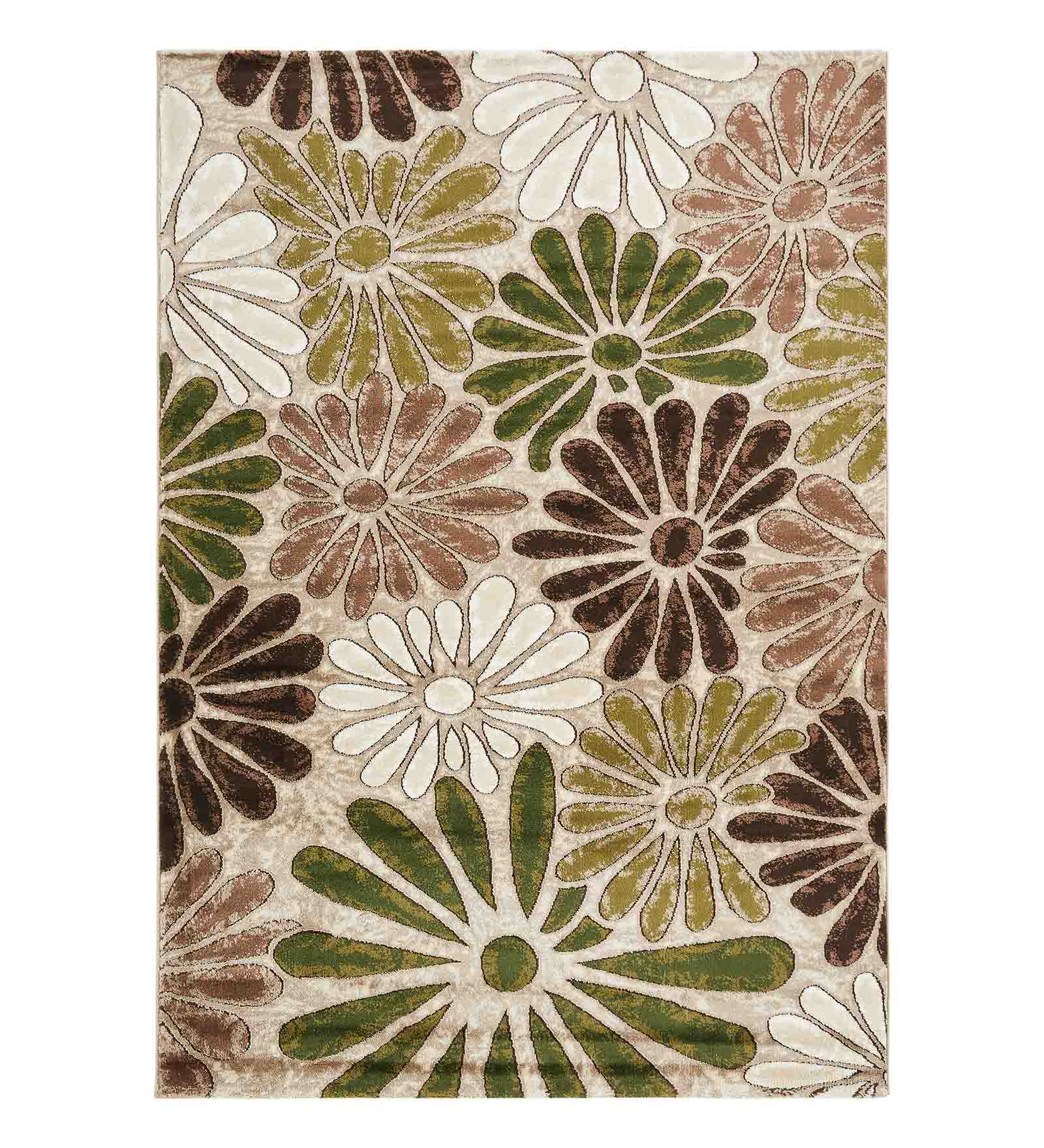 Genious Machine Made Carpet Green and Beige