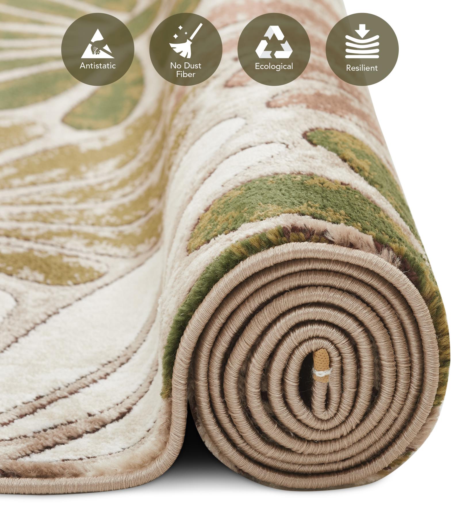 Genious Machine Made Carpet Green and Beige