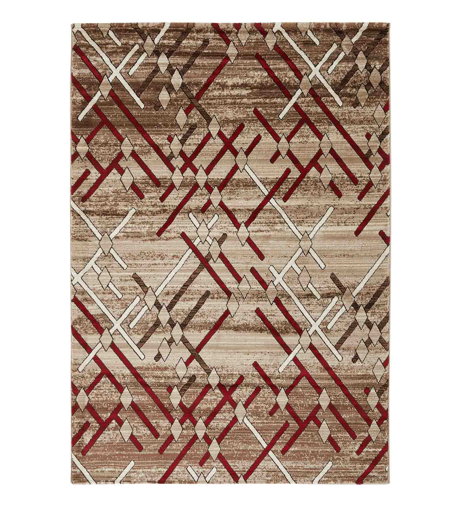 Genious Machine Made Carpet Brown and Burgundy