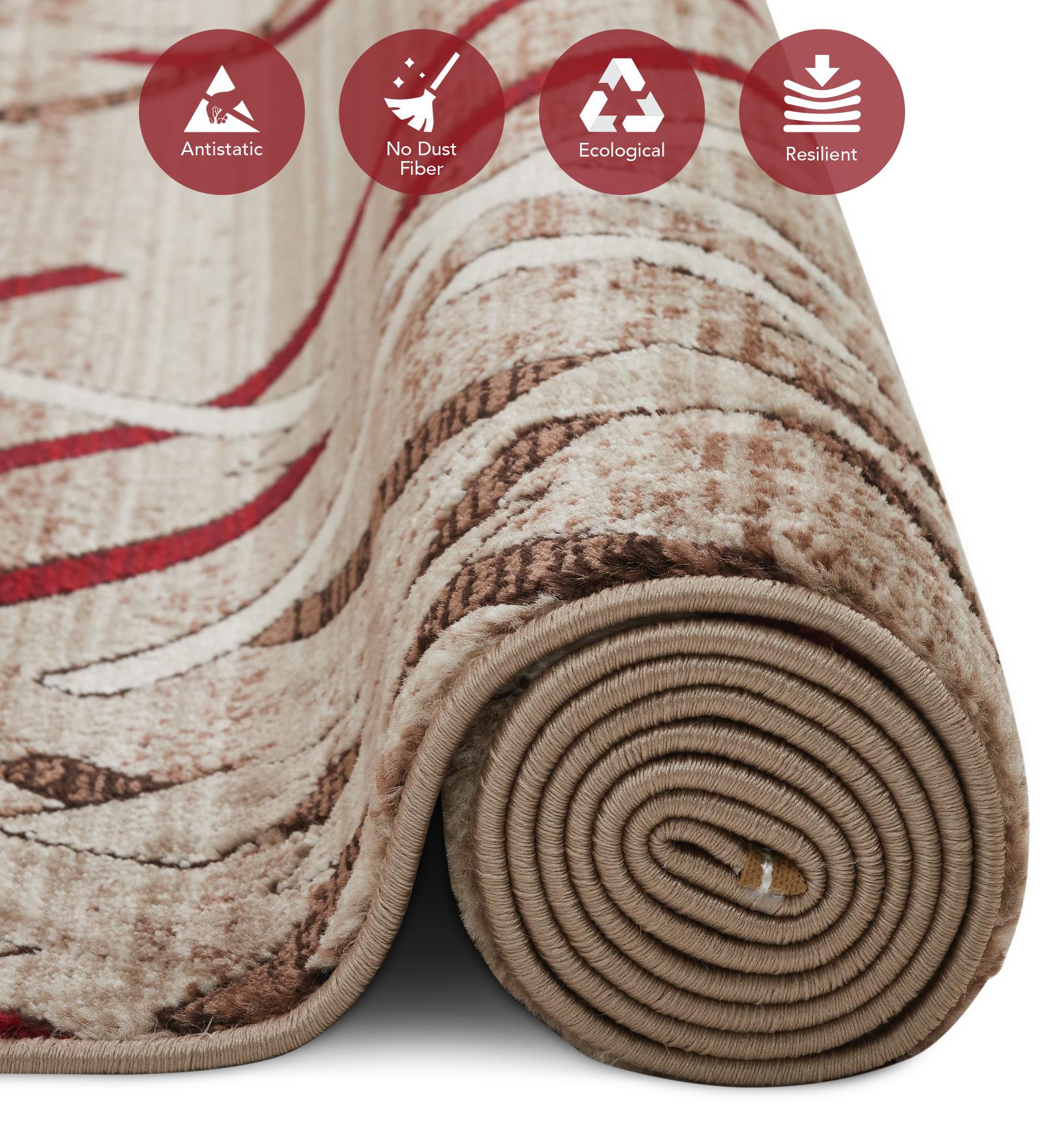 Genious Machine Made Carpet Brown and Burgundy