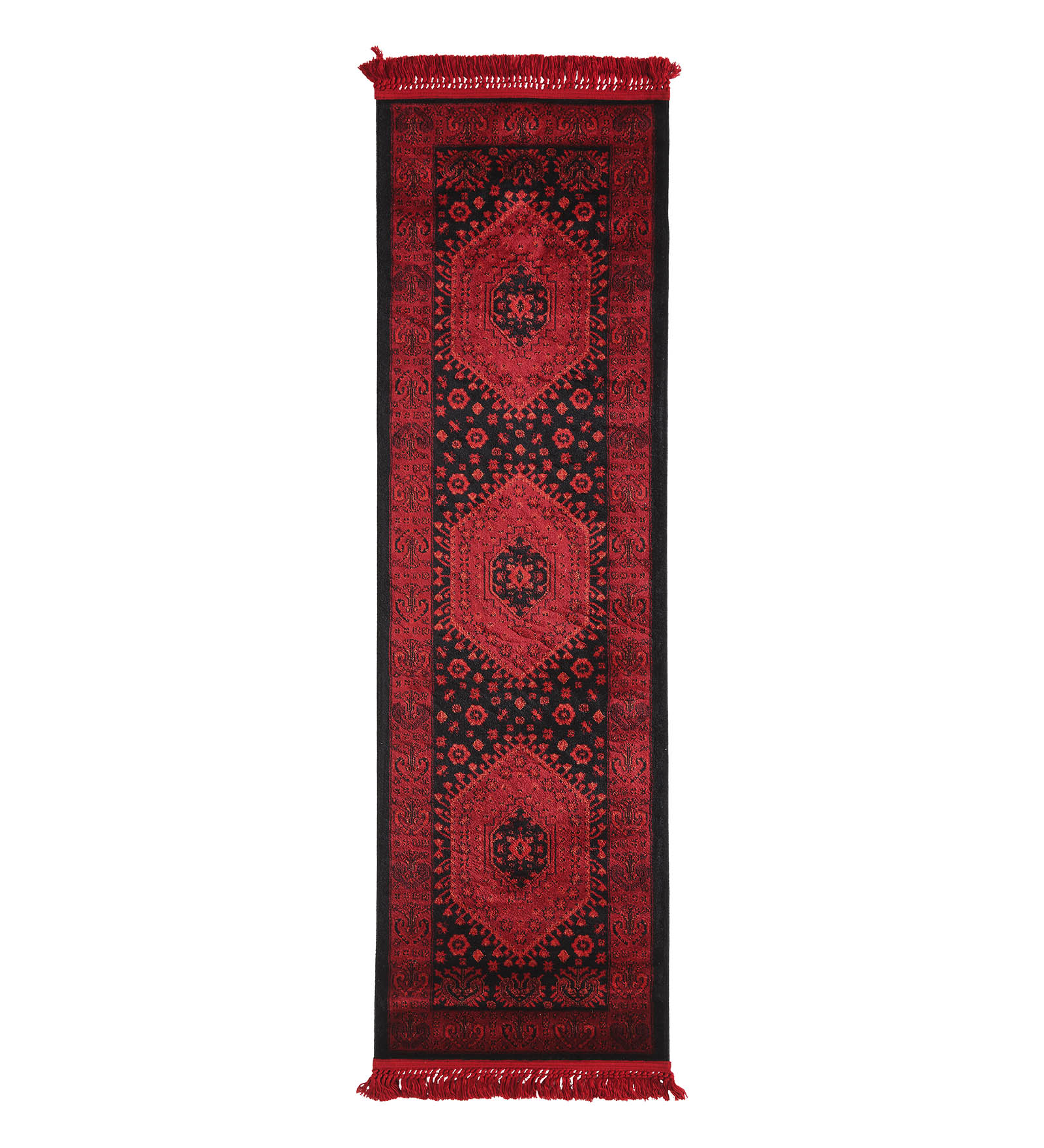 Afghan Classical Bedside Runner Red and Black