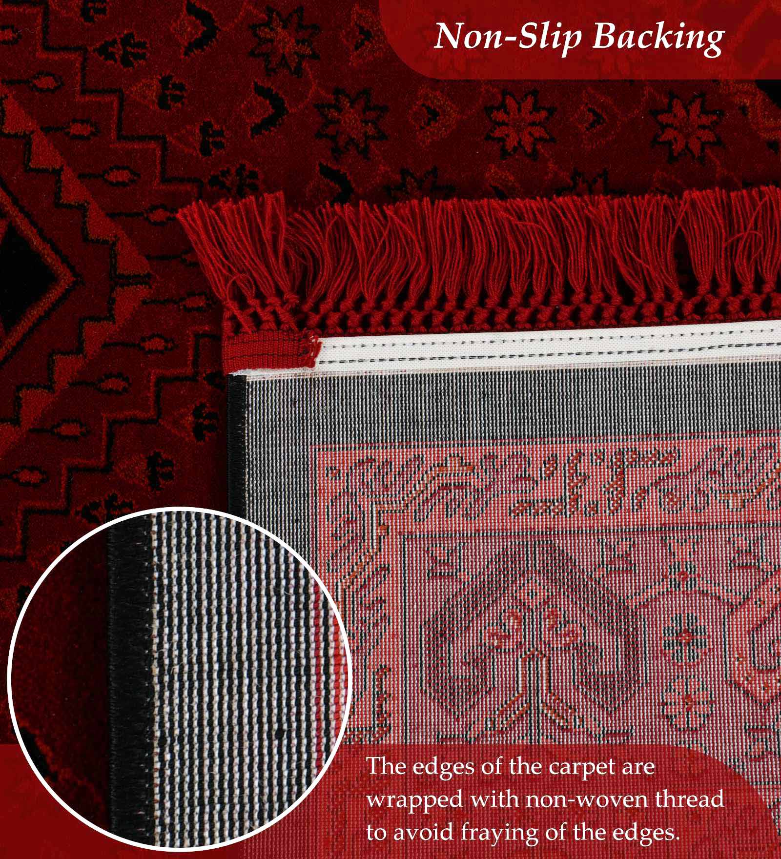 Afghan Classical Bedside Runner Red and Black