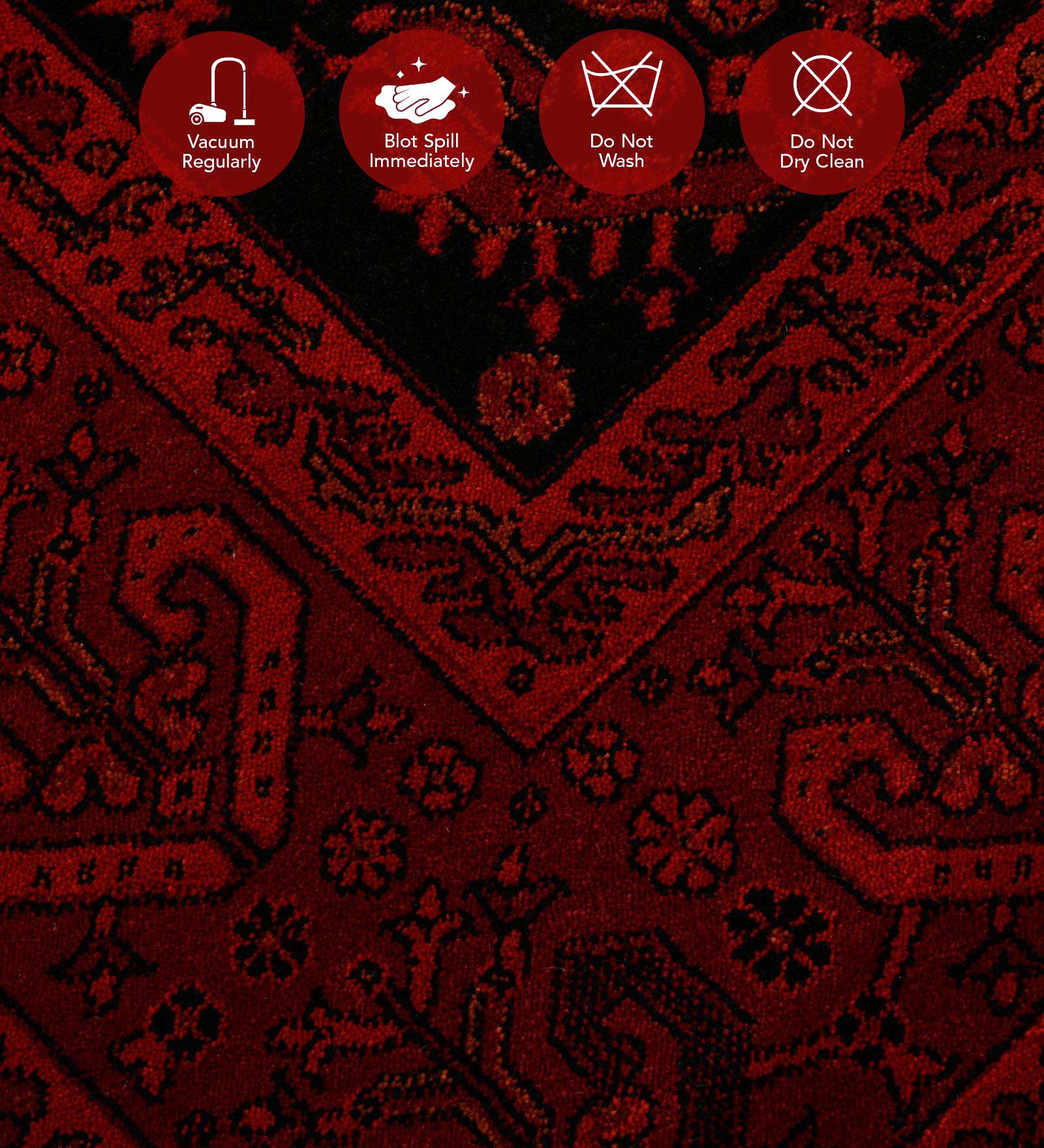 Afghan Classical Bedside Runner Red and Black