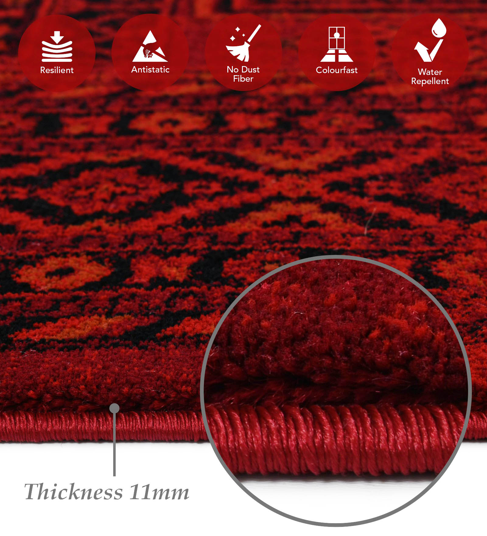 Afghan Classical Bedside Runner Red