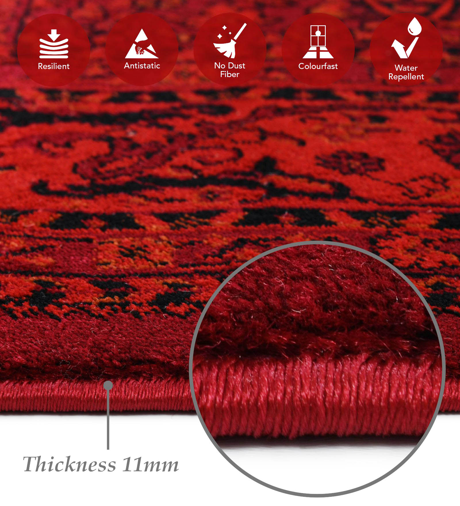 Afghan Classical Bedside Runner Red Black