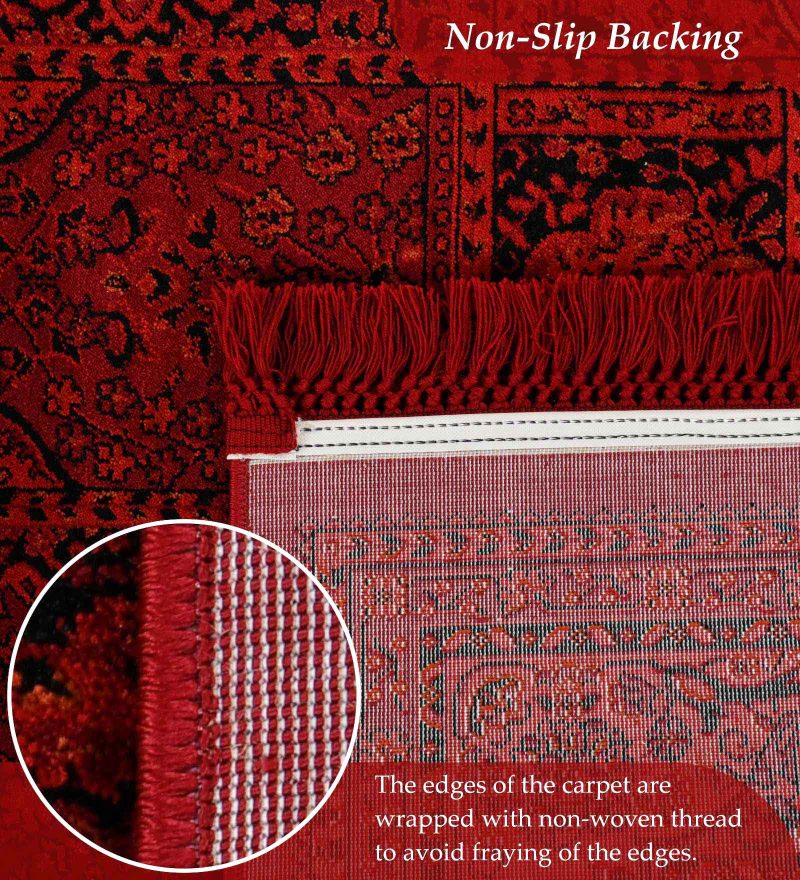 Afghan Classical Bedside Runner Red Black