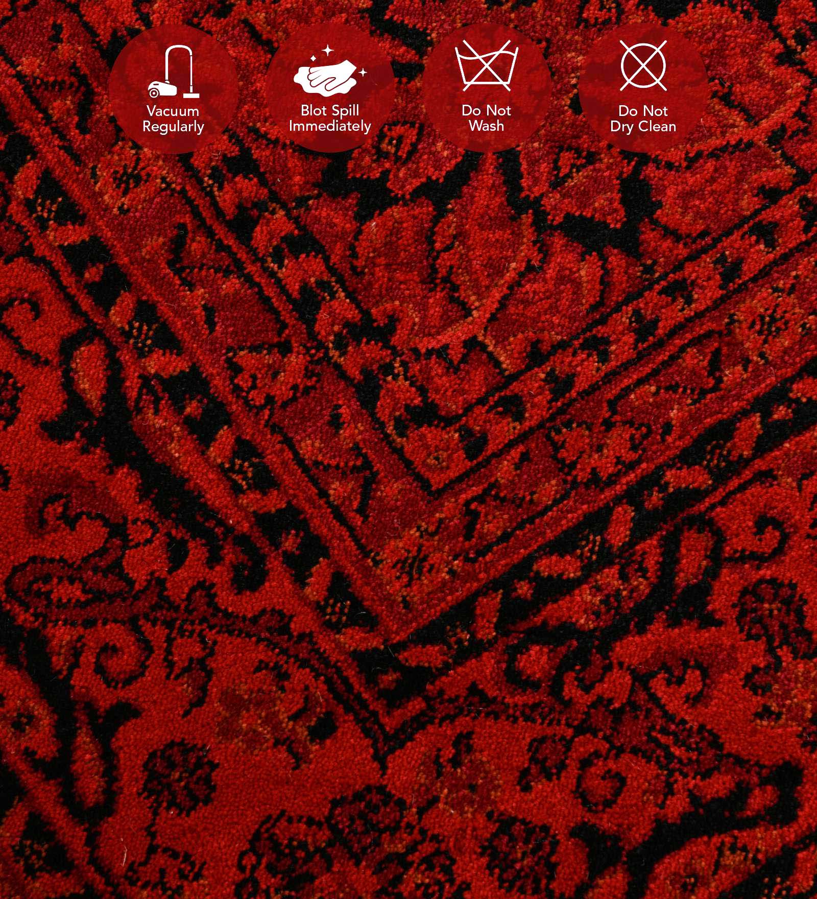 Afghan Classical Bedside Runner Red Black