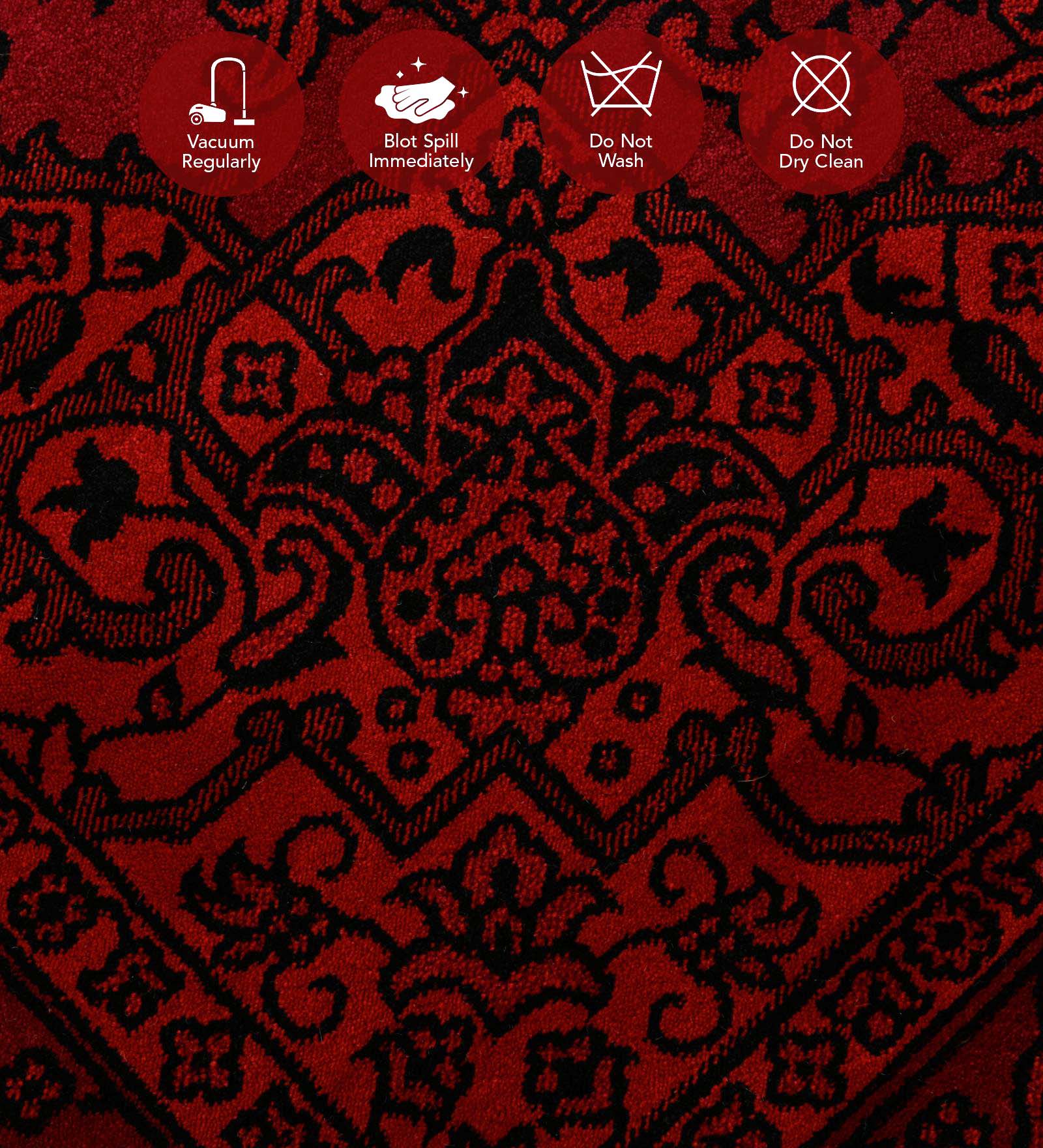 Afghan Classical Bedside Runner Black and Red